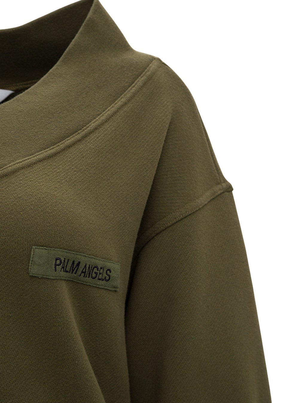 Palm Angels Off-shoulder Sweatshirt In Green
