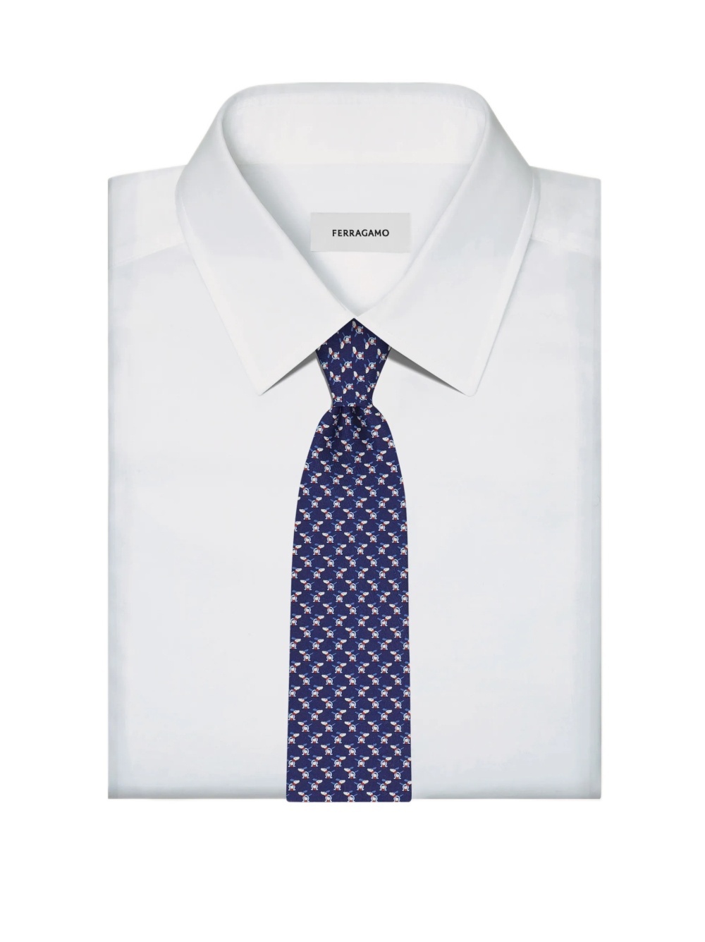 Ferragamo Puppy And Gancios Print Silk Tie In Blue