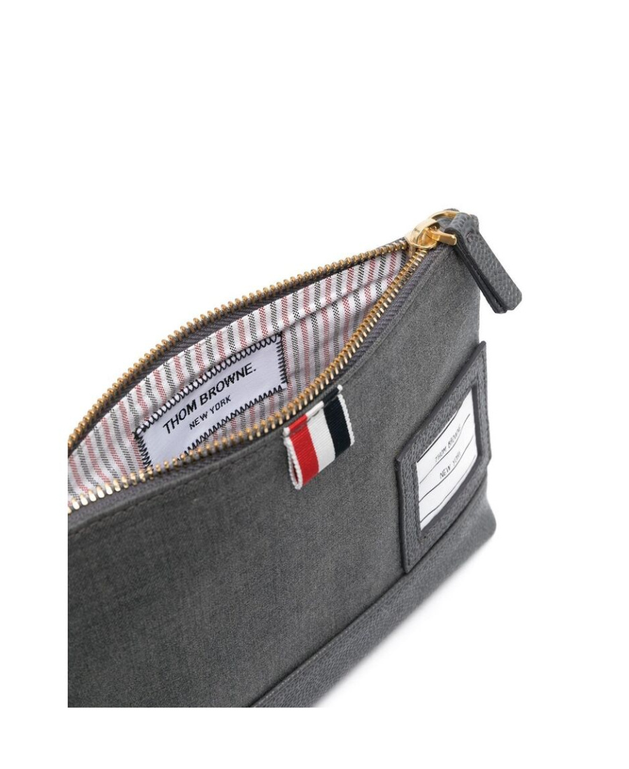Thom Browne Twill-weave Zipped Pouch In Black