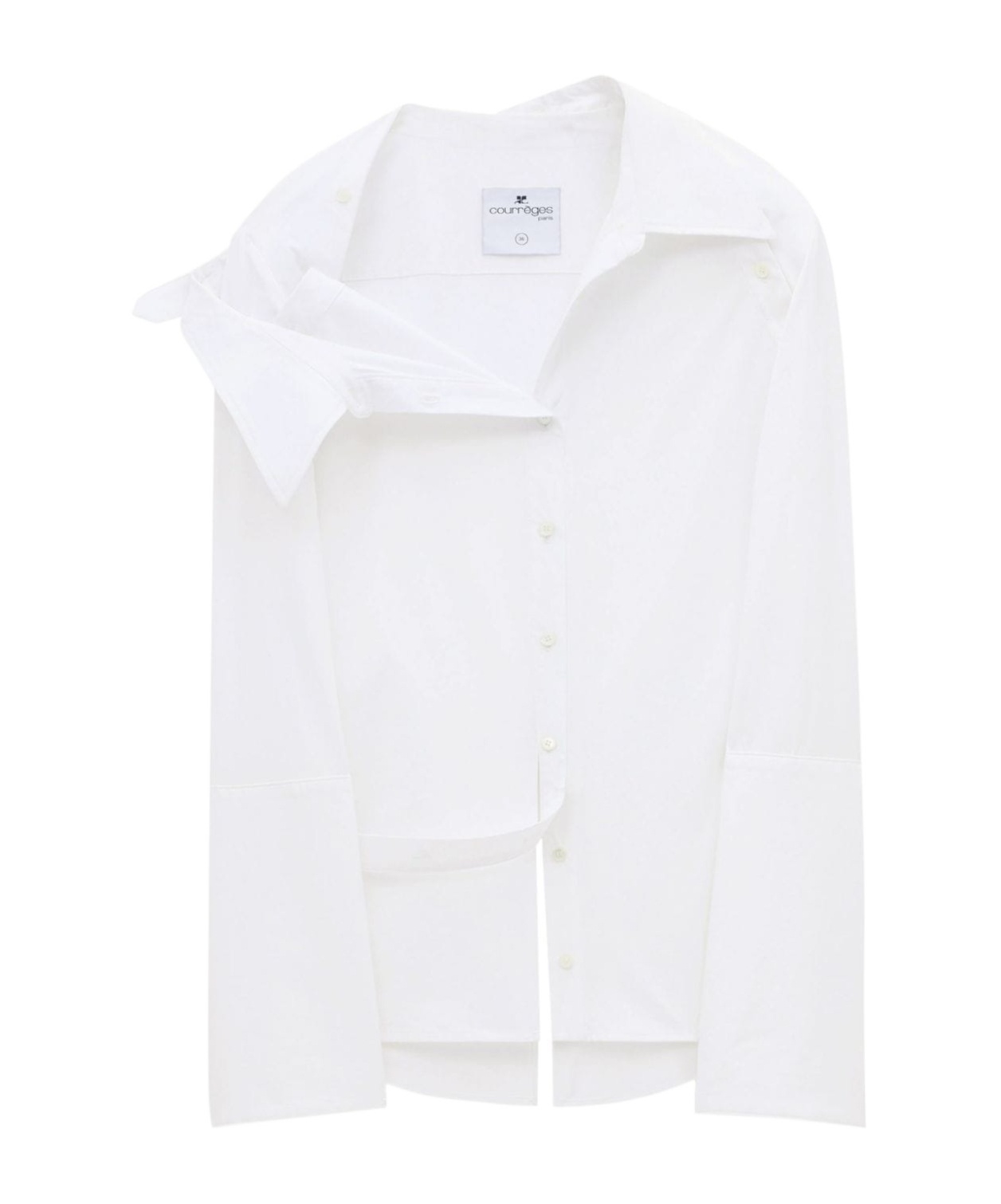 Courrèges Modular Asymmetric Poplin Shirt In White