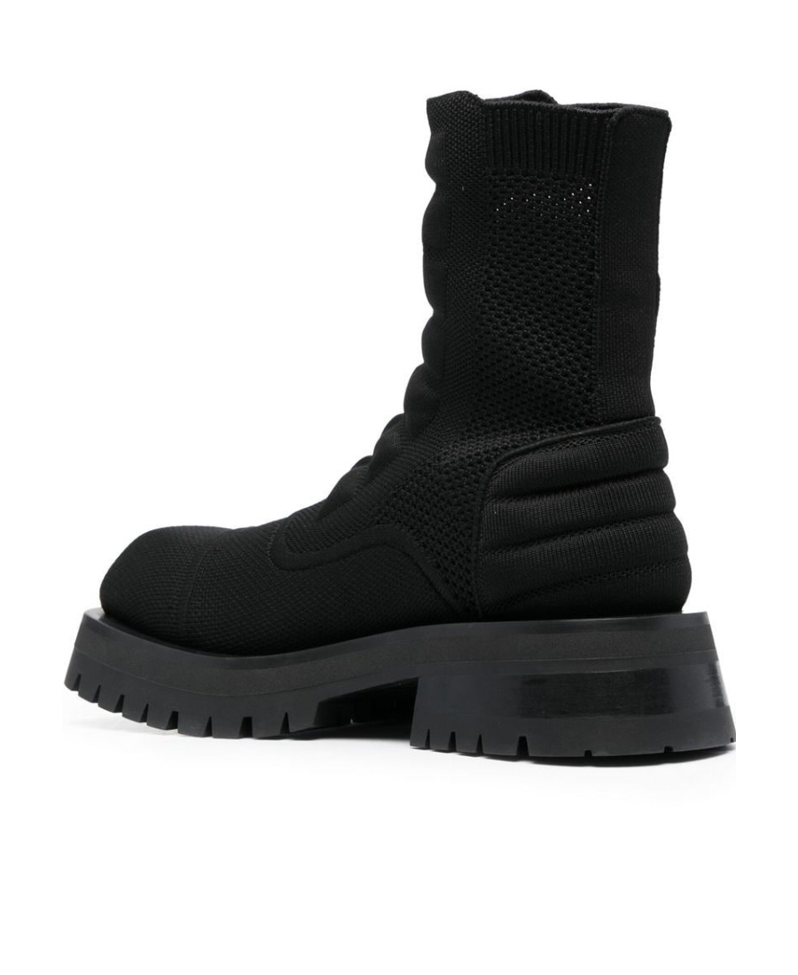 Balmain Knitted Combat Boots In Black