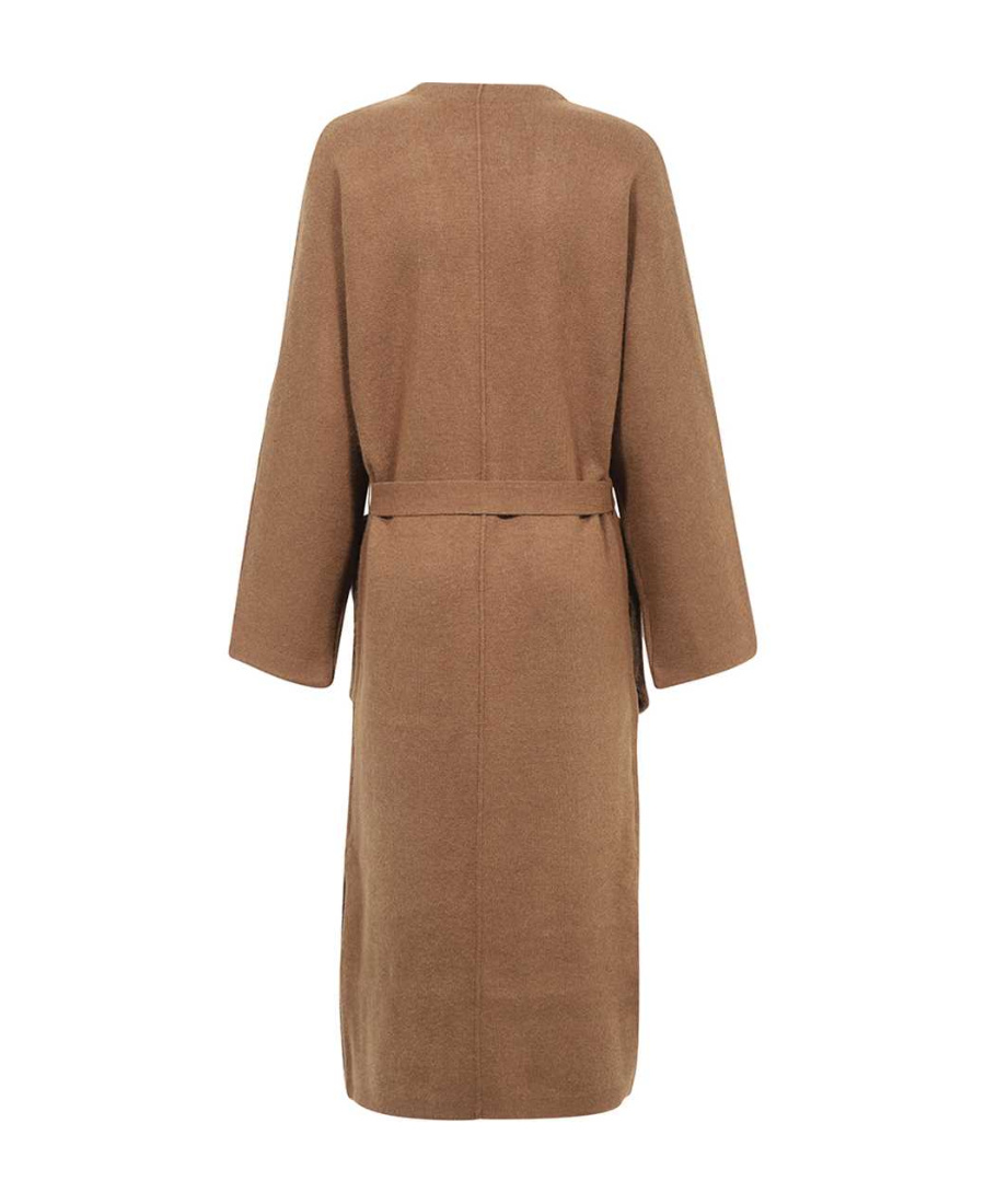 Shop Yves Salomon Tie A Belt Overcoat In Brown