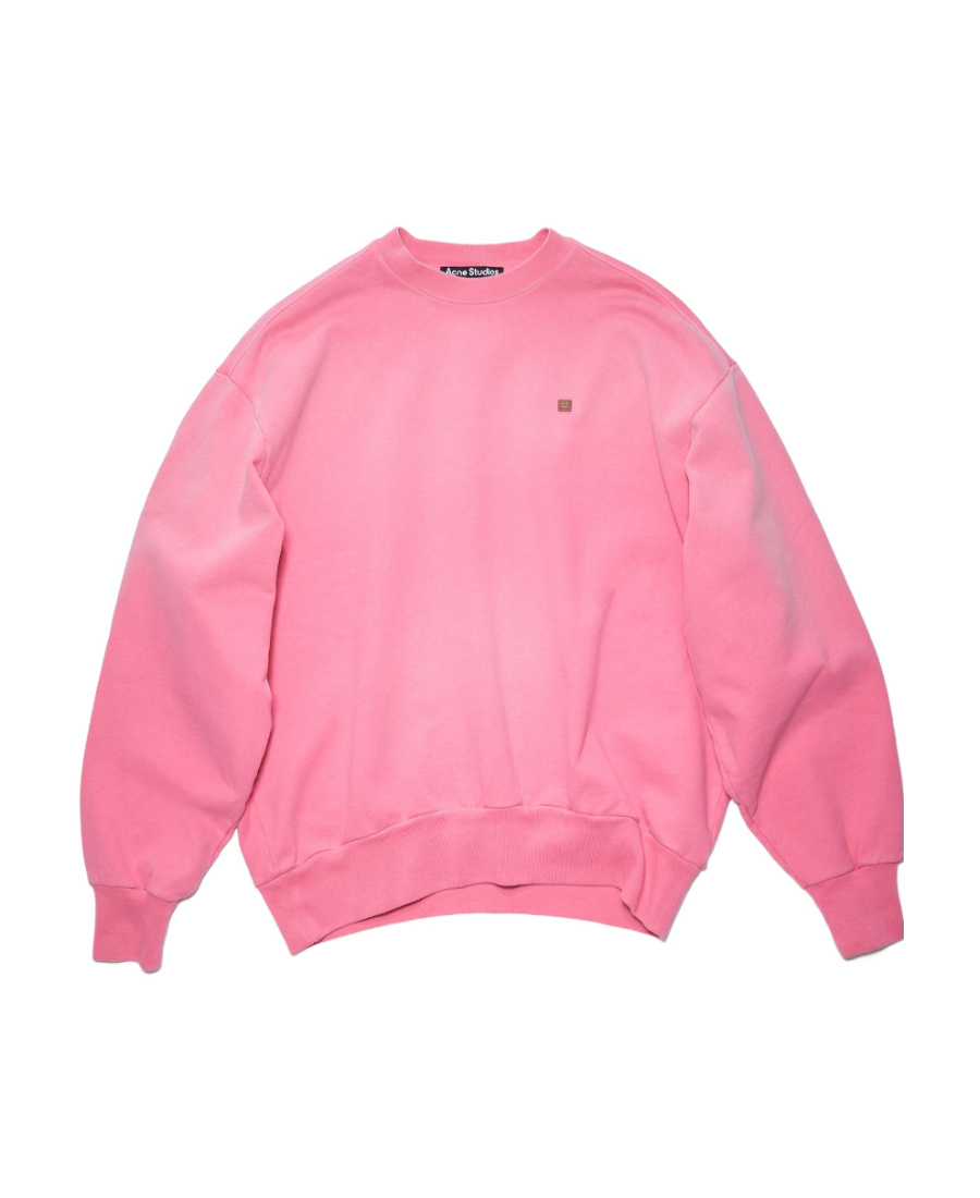 Acne Studios Face Logo Patch Crewneck Sweatshirt In Pink