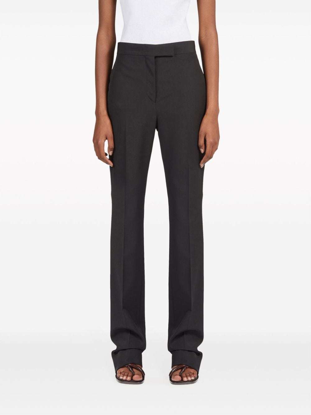 Shop Ferragamo Belt Ring Casual Pants In Black