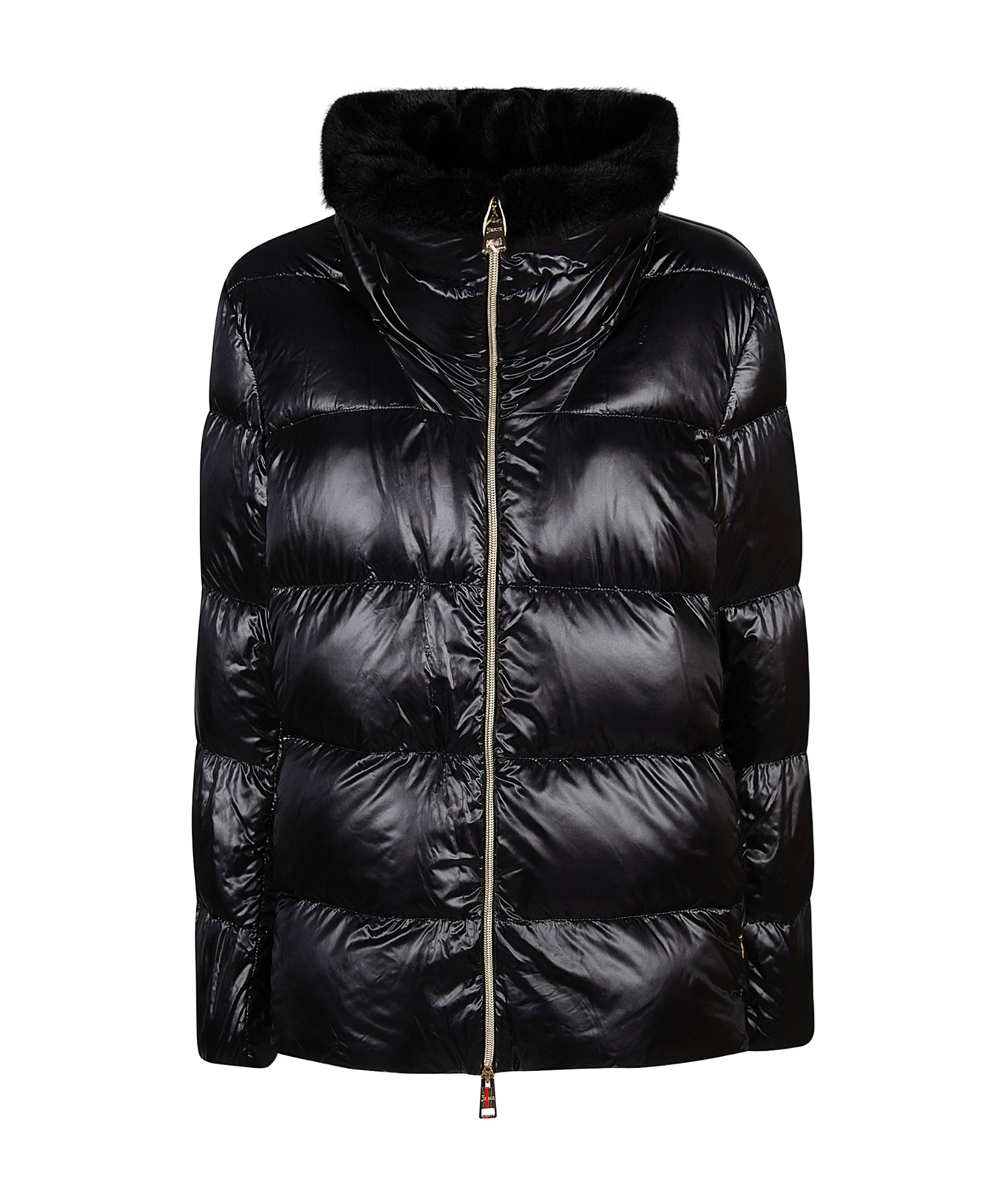 Herno Faux-fur Collar Puffer Jacket In Black