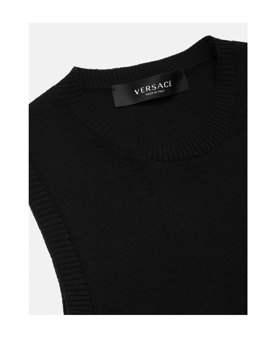 Versace Virgin-wool Mini Dress In Black