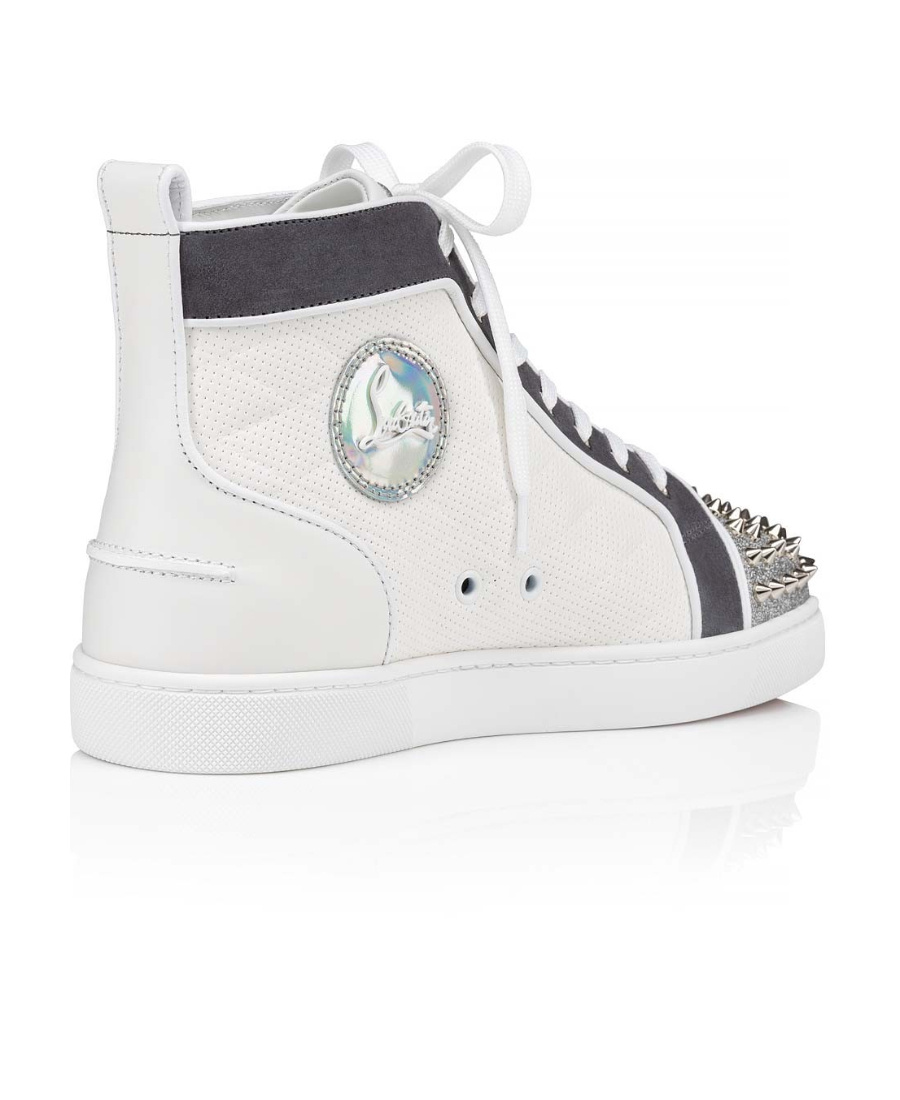 Christian Louboutin Lou Spikes High-top Leather Sneakers In White