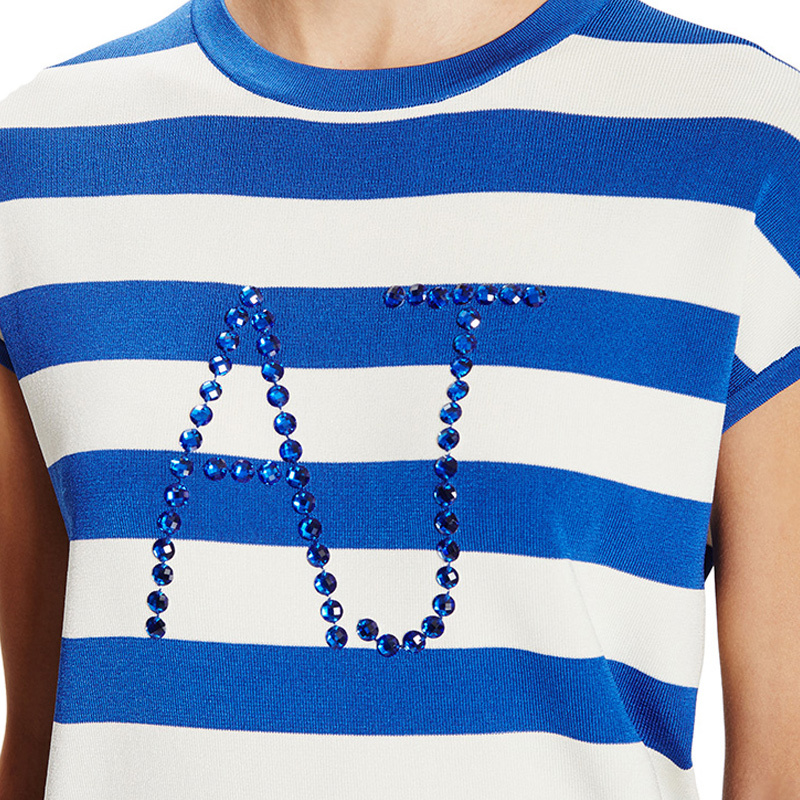 ARMANI JEANS STRIPED KNITTED SHORT-SLEEVED T-SHIRT
