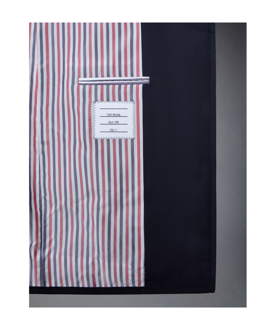 Thom Browne Stripe-detail Single-breasted Coat In Black