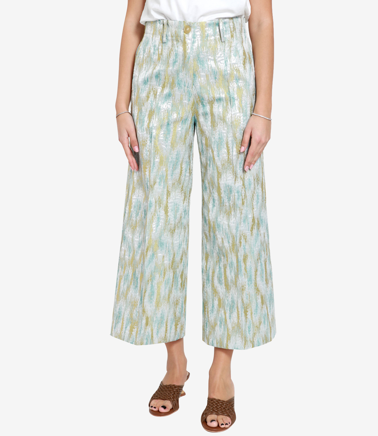 Shop Erika Cavallini Wide-leg Cropped Trousers In White