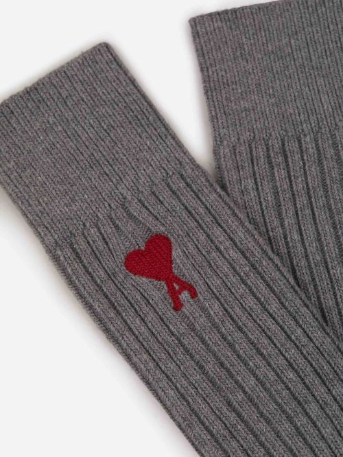 AMI ALEXANDRE MATTIUSSI AMI PARIS AMI DE COEUR LOGO EMBROIDERED RIBBED 3-PACK SOCKS 