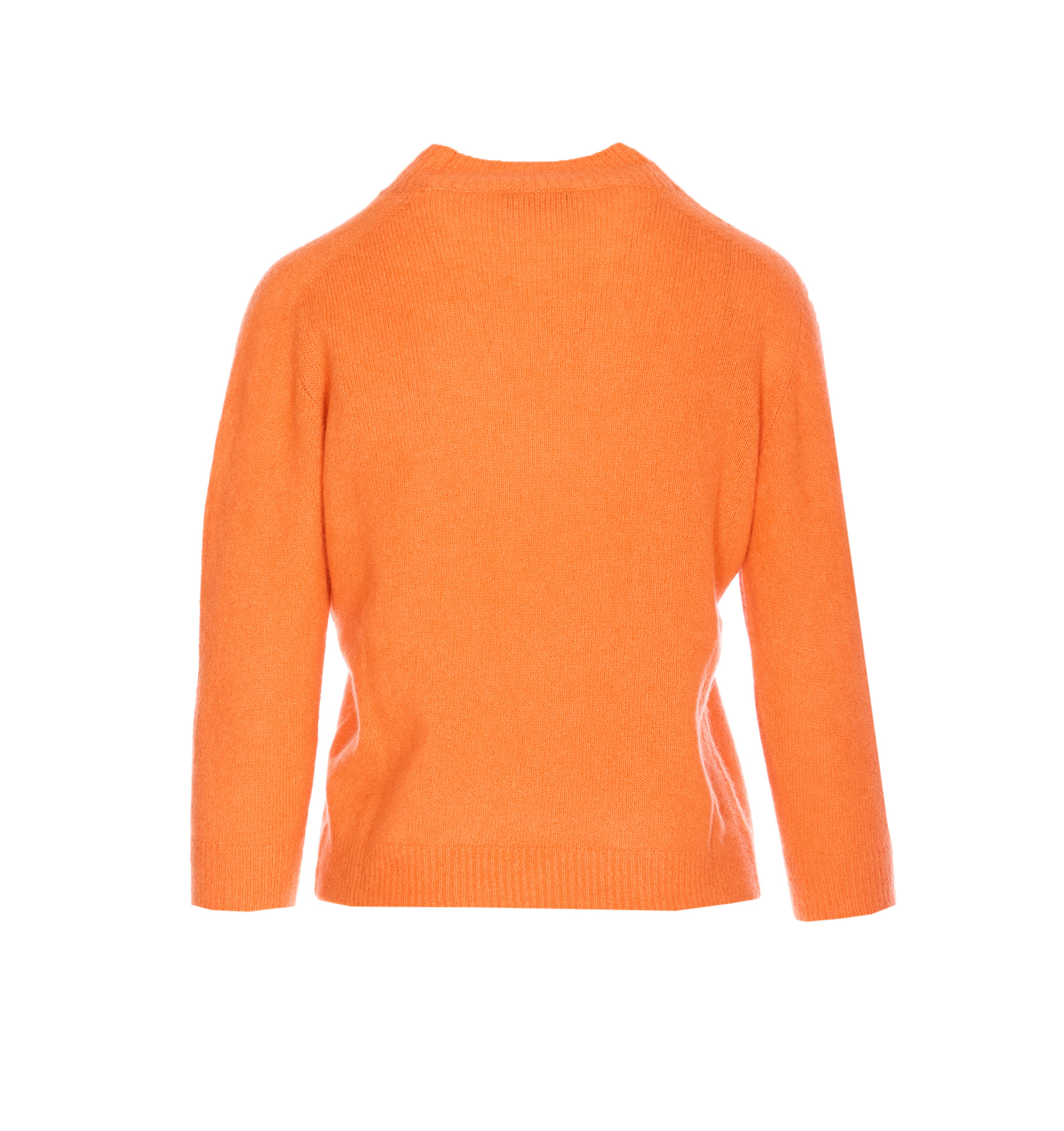 Roberto Collina Soft Knit Sweater With Ribbed Cuffs And Hem In Orange