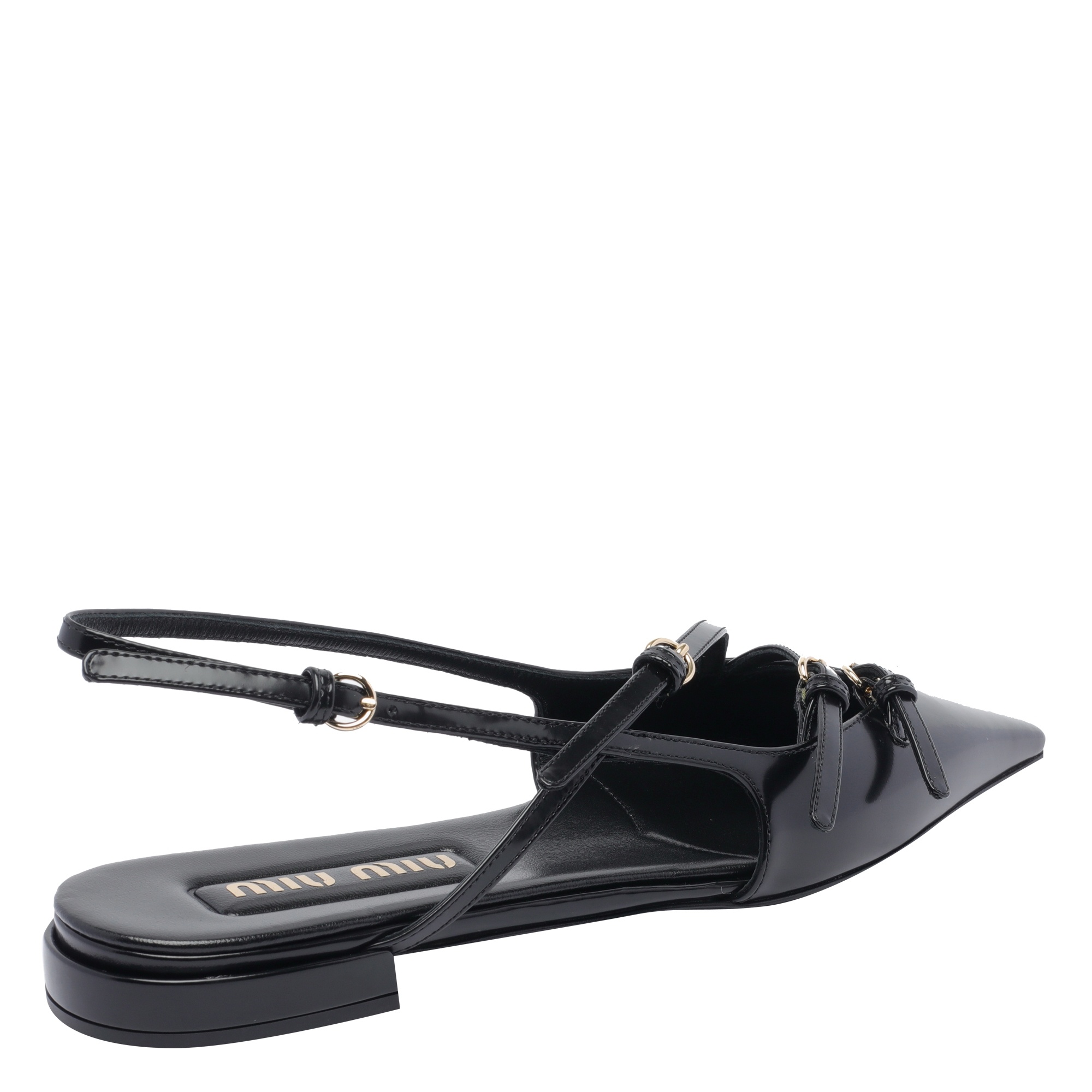 Miu Miu Patent Leather Slingback Ballerina Flats