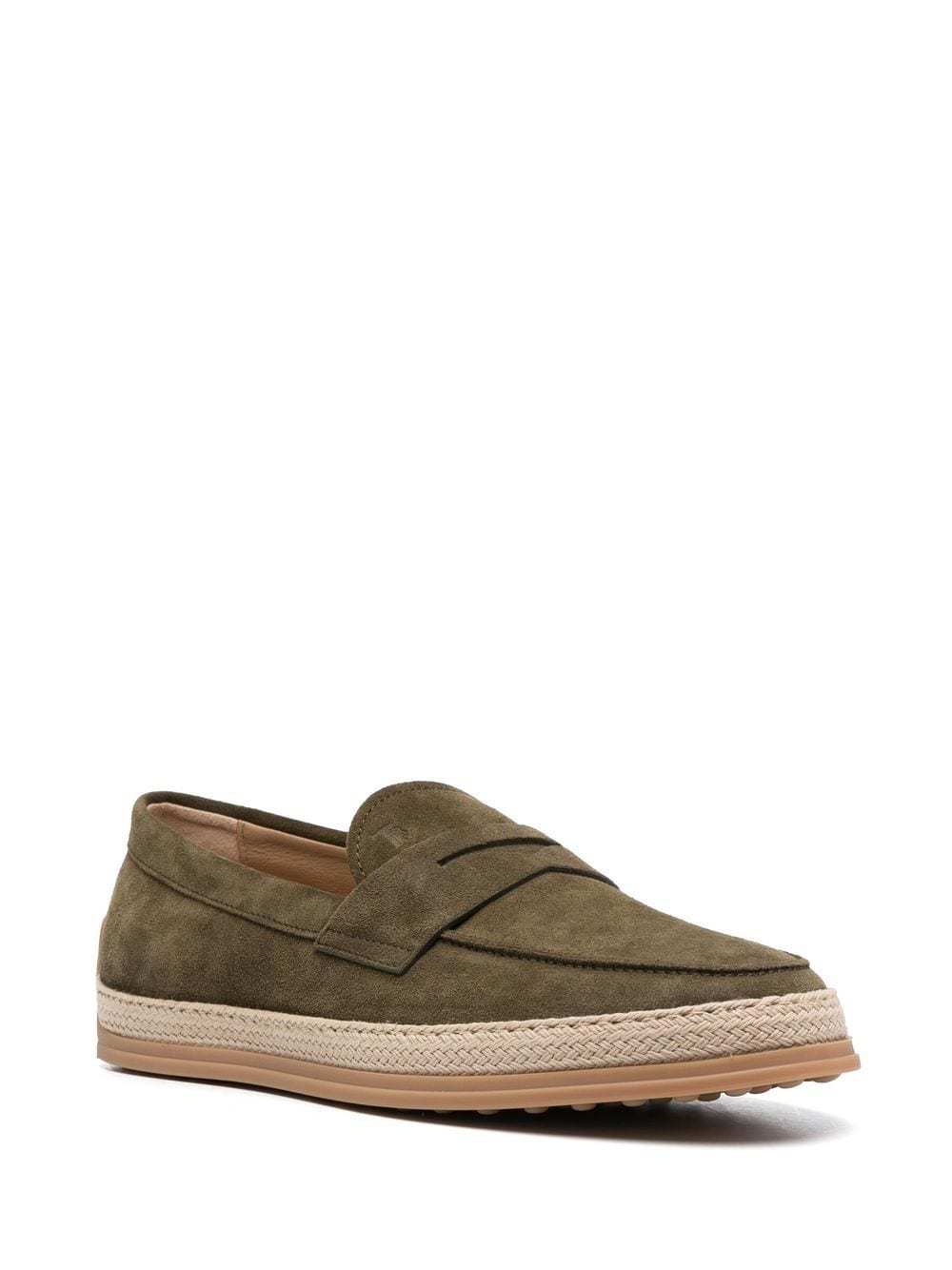 Tod's Almond-toe Suede Loafers In Green