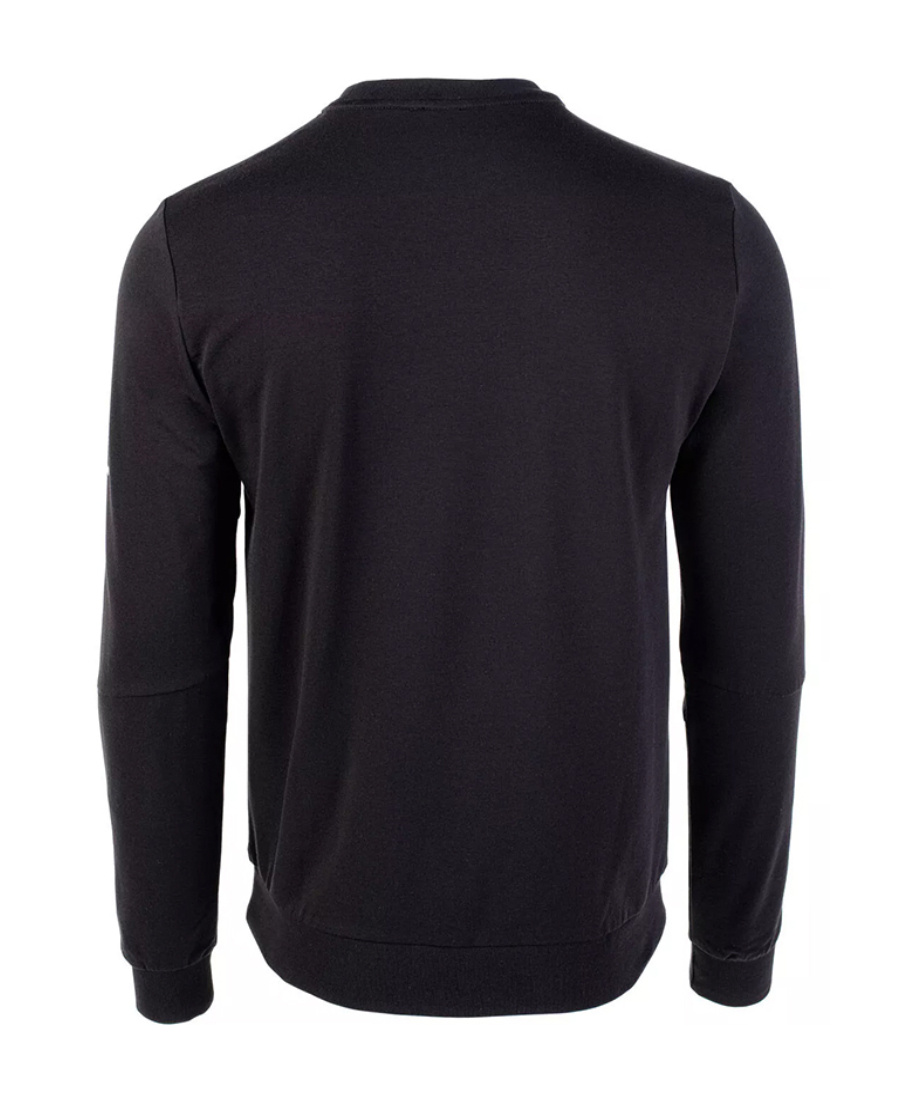 Ea7 Round Collar Long Sleeve Sweater In Black