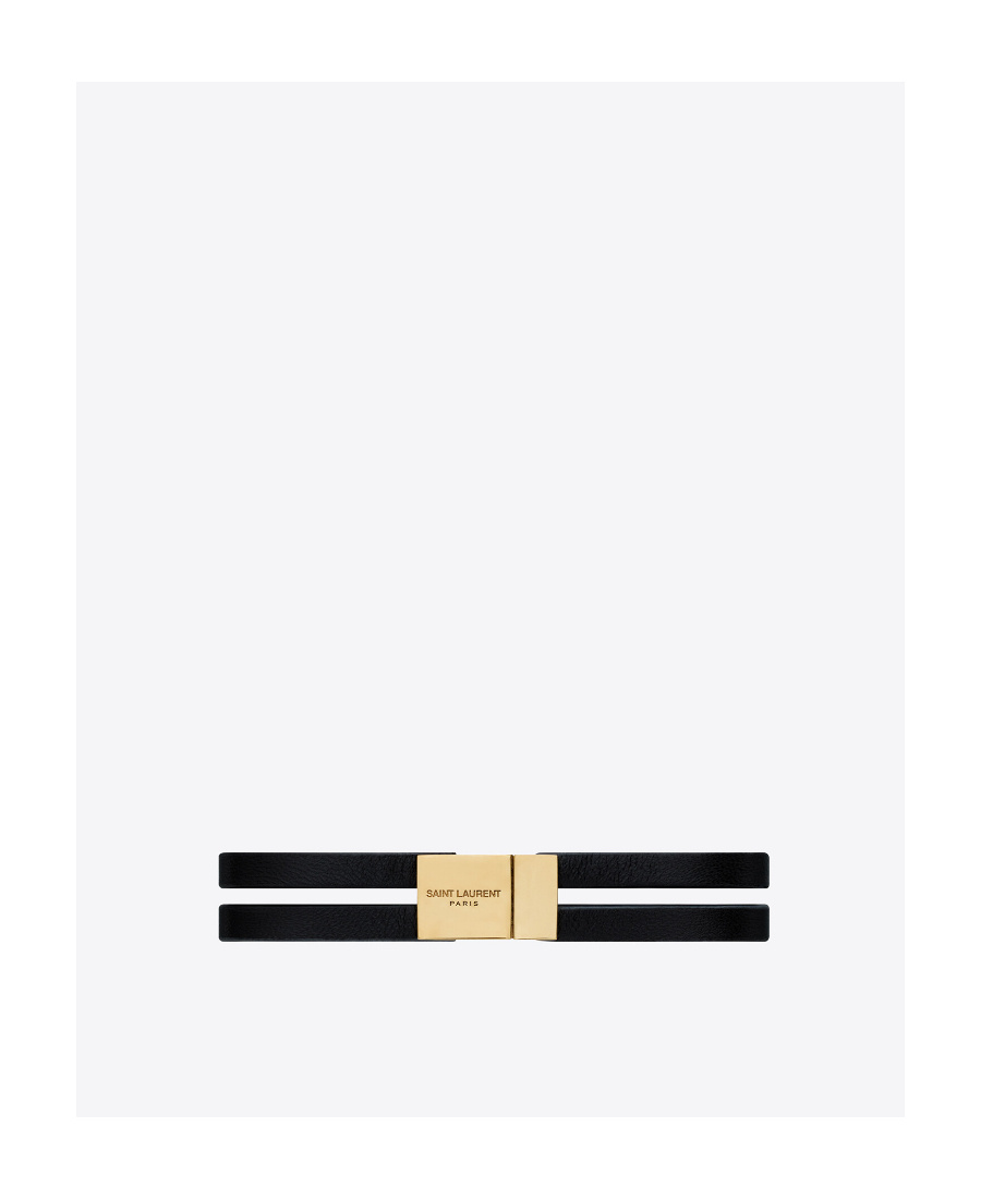 Saint Laurent Cassandre Double-strand Leather Bracelet In Black
