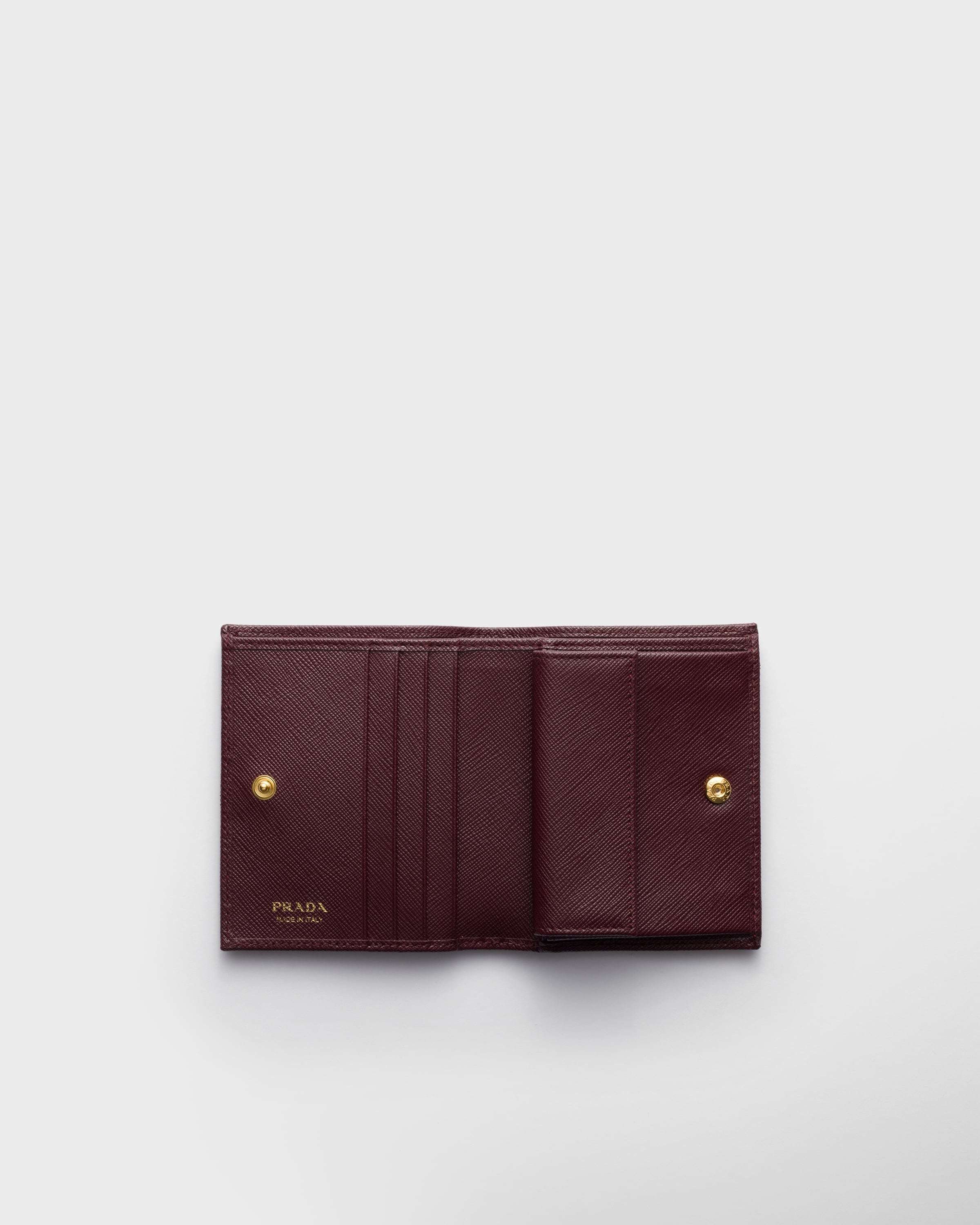 Prada Small Saffiano Leather Wallet In Burgundy