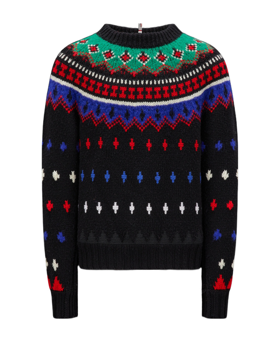 Shop Moncler Alpaca Wool Jacquard Jumper In Black