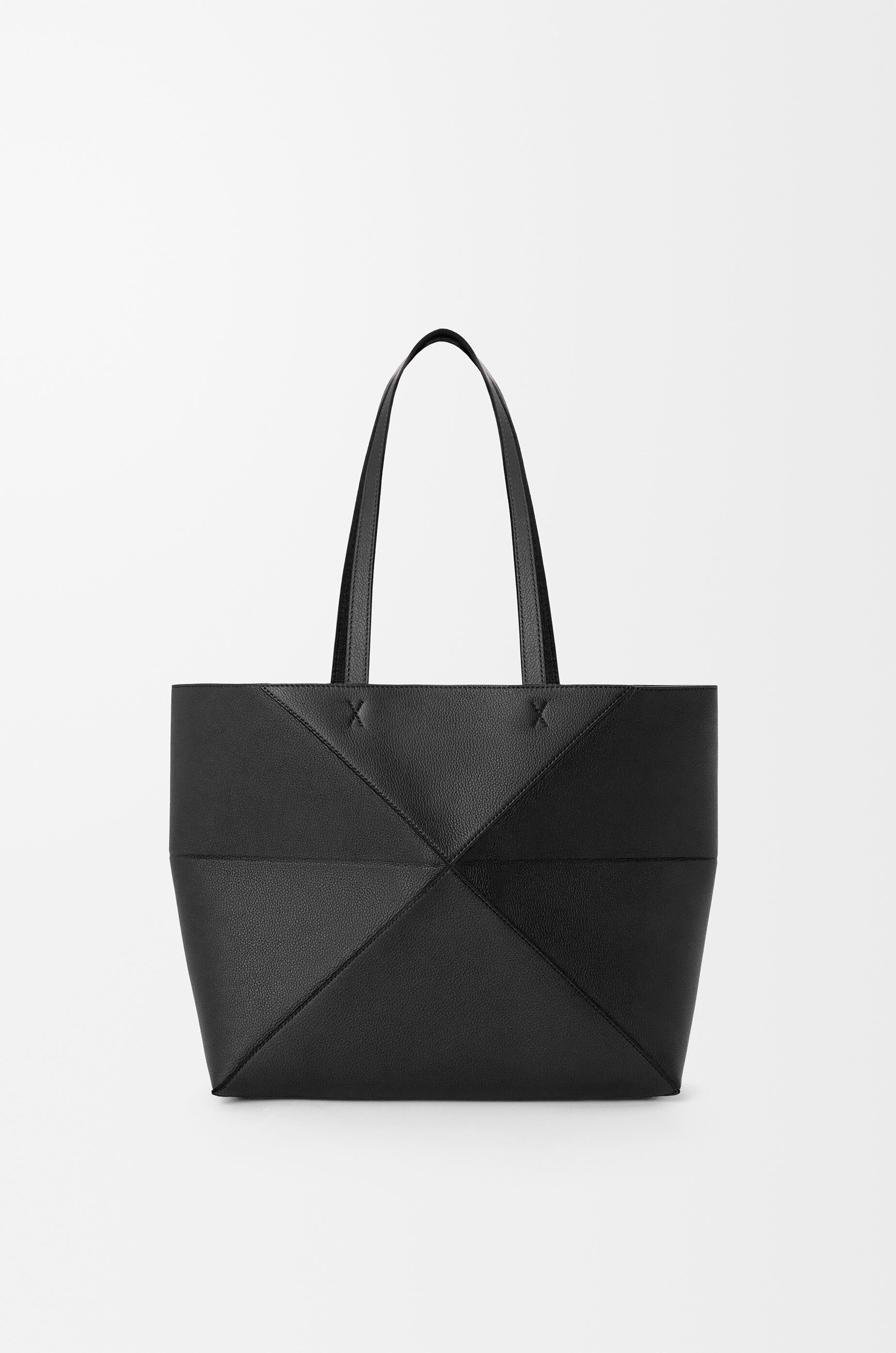 Loewe Medium Puzzle Fold Tote Bag In Black Grenade Leather Women In Black