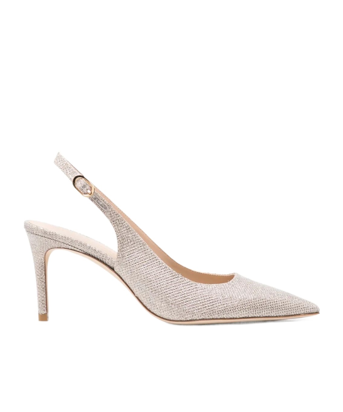 Stuart Weitzman 80mm Lurex-detail Slingback Pumps In Nude