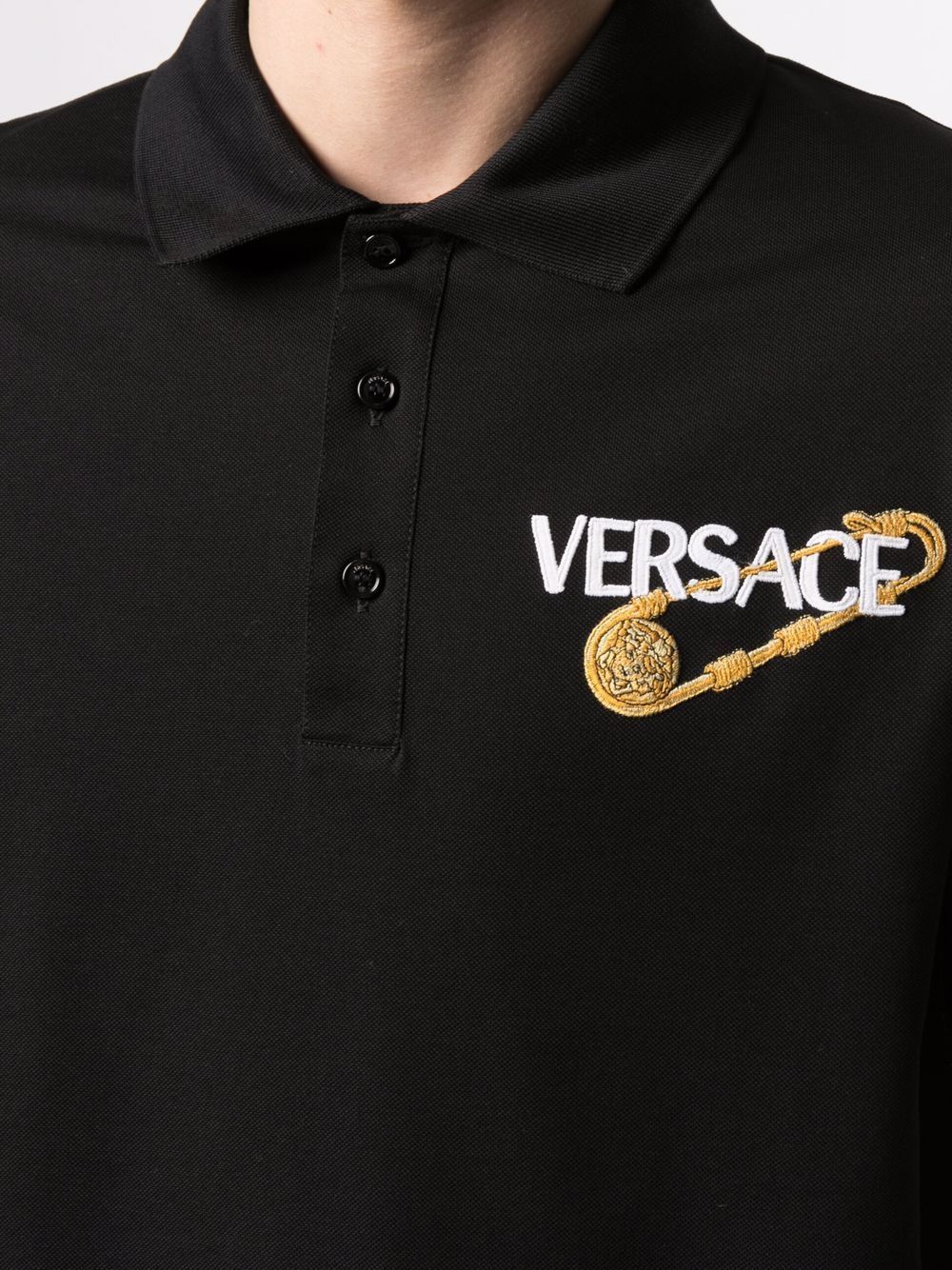 VERSACE SAFETY PIN SHORT-SLEEVE POLO SHIRT