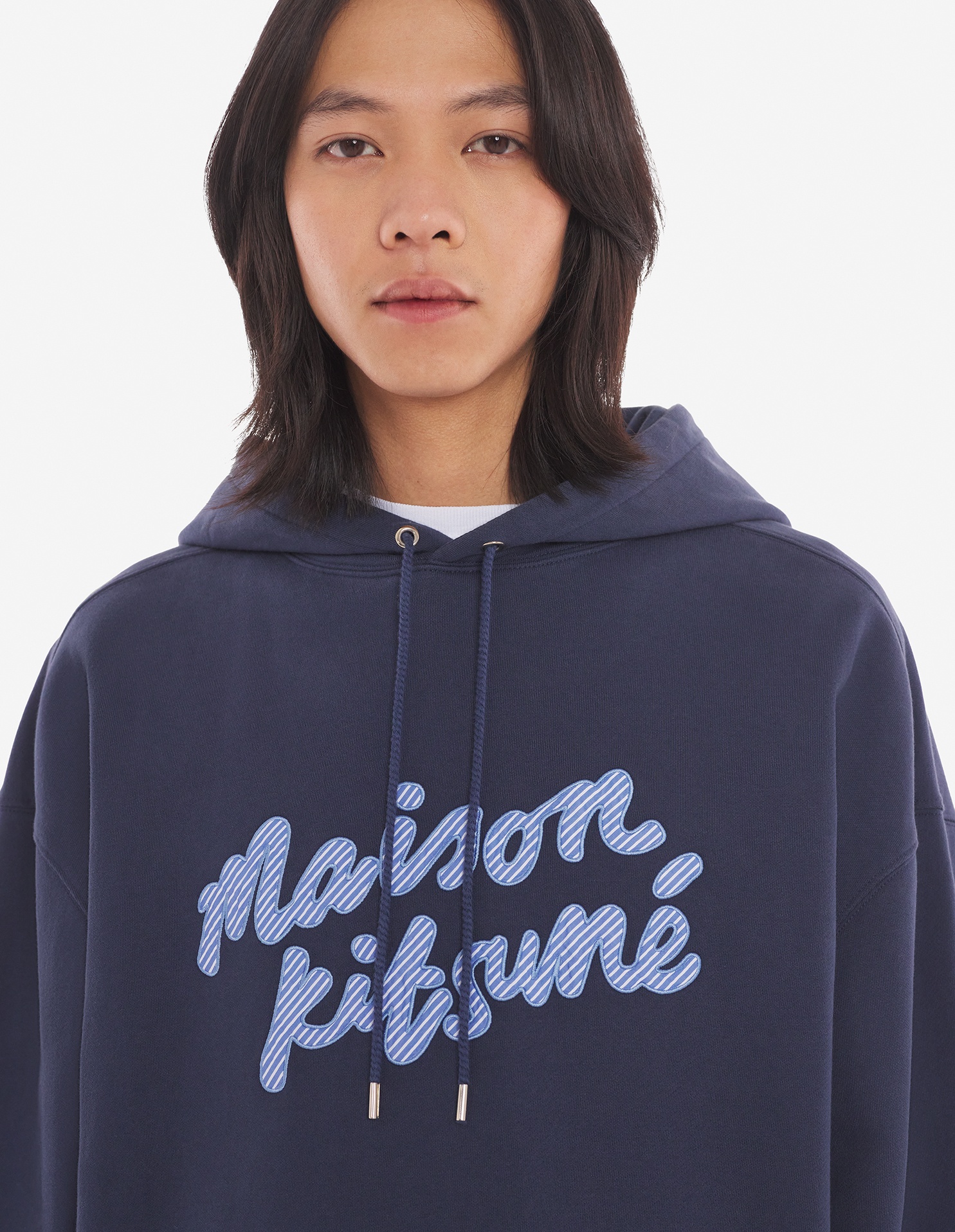 Maison Kitsuné Maison Kitsune Handwriting Oversize Hoodie In Blue