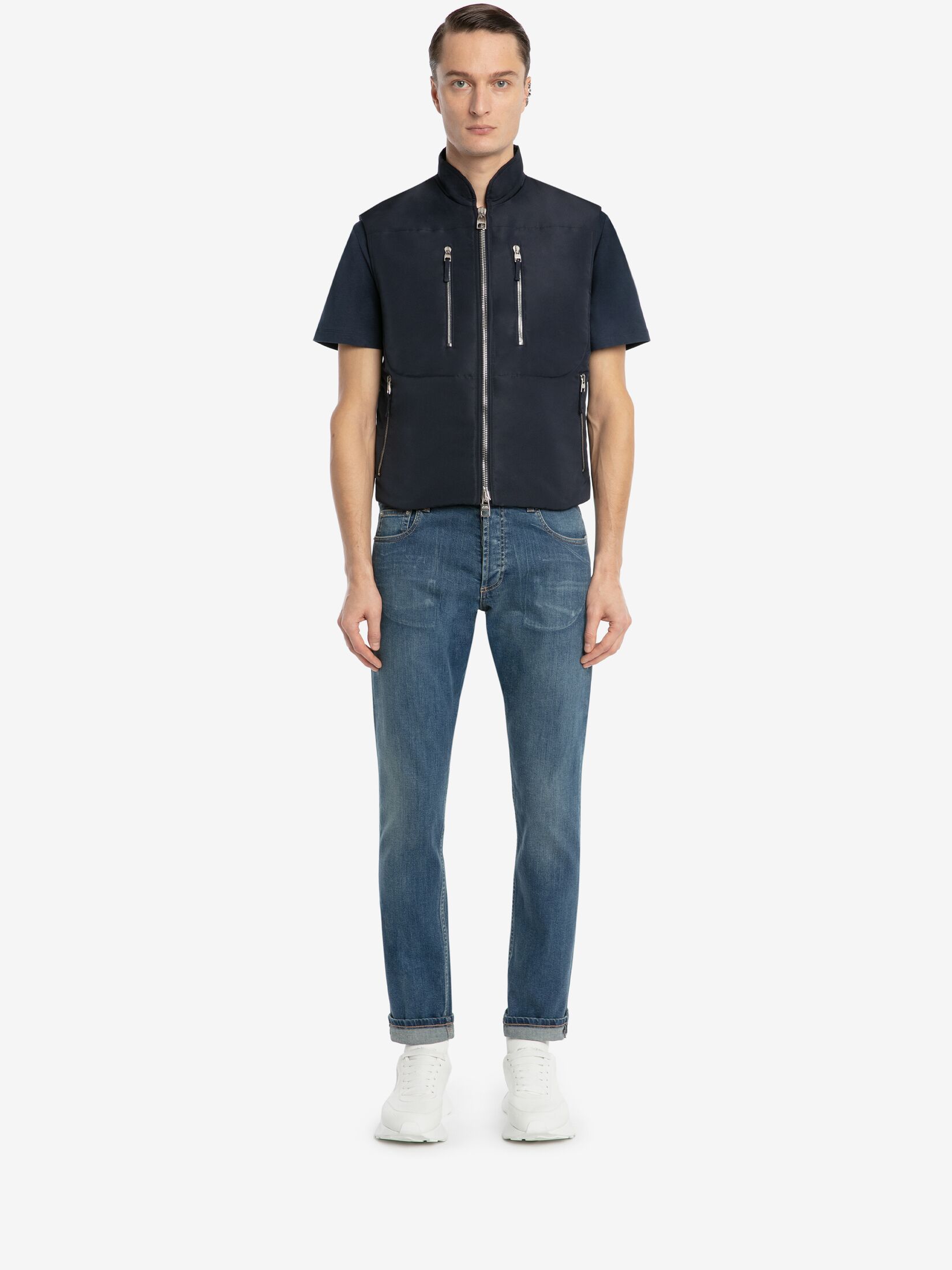 Alexander Mcqueen Embroidered-logo Detail Jeans In Blue