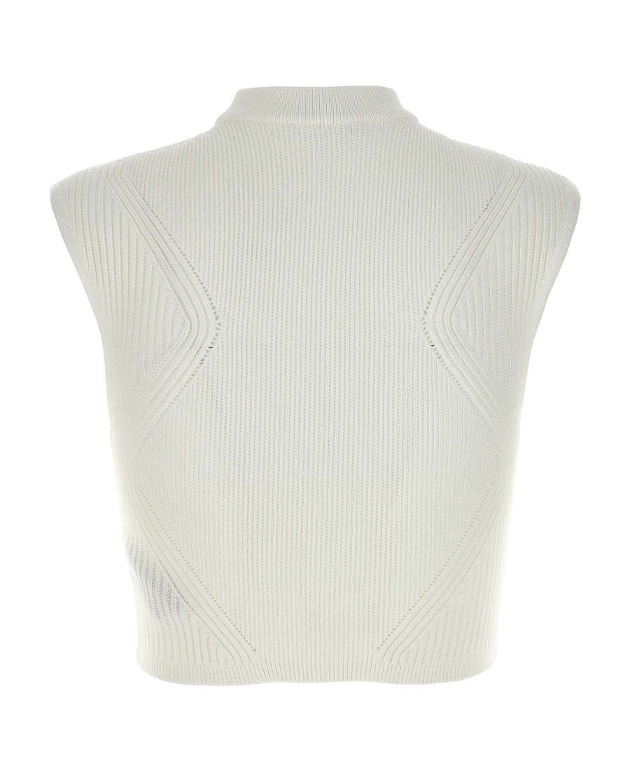 Balmain Logo-plaque Knitted Crop Top In White