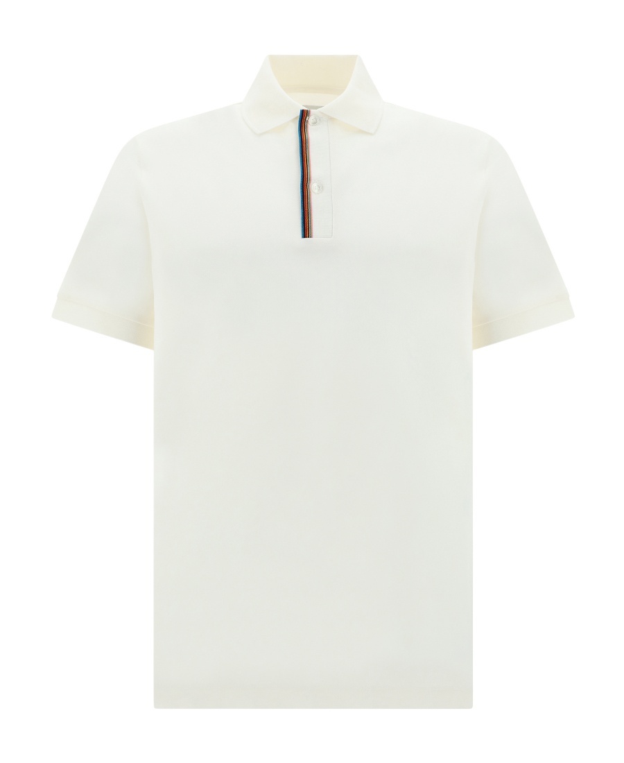 Paul Smith White Cotton Signature Stripe-trim Polo Shirt