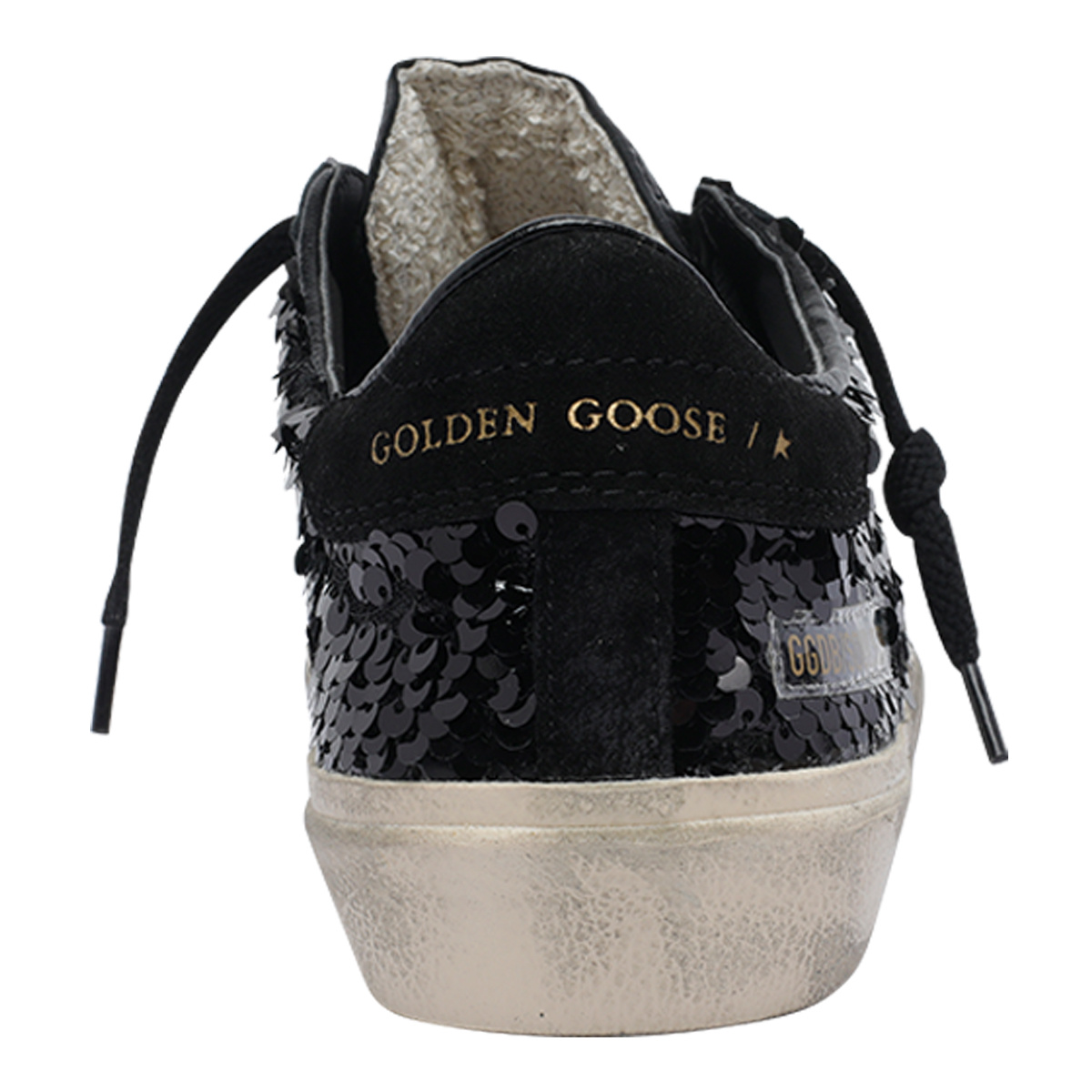 Golden Goose Sequin-embellished Round-toe Sneakers In Black