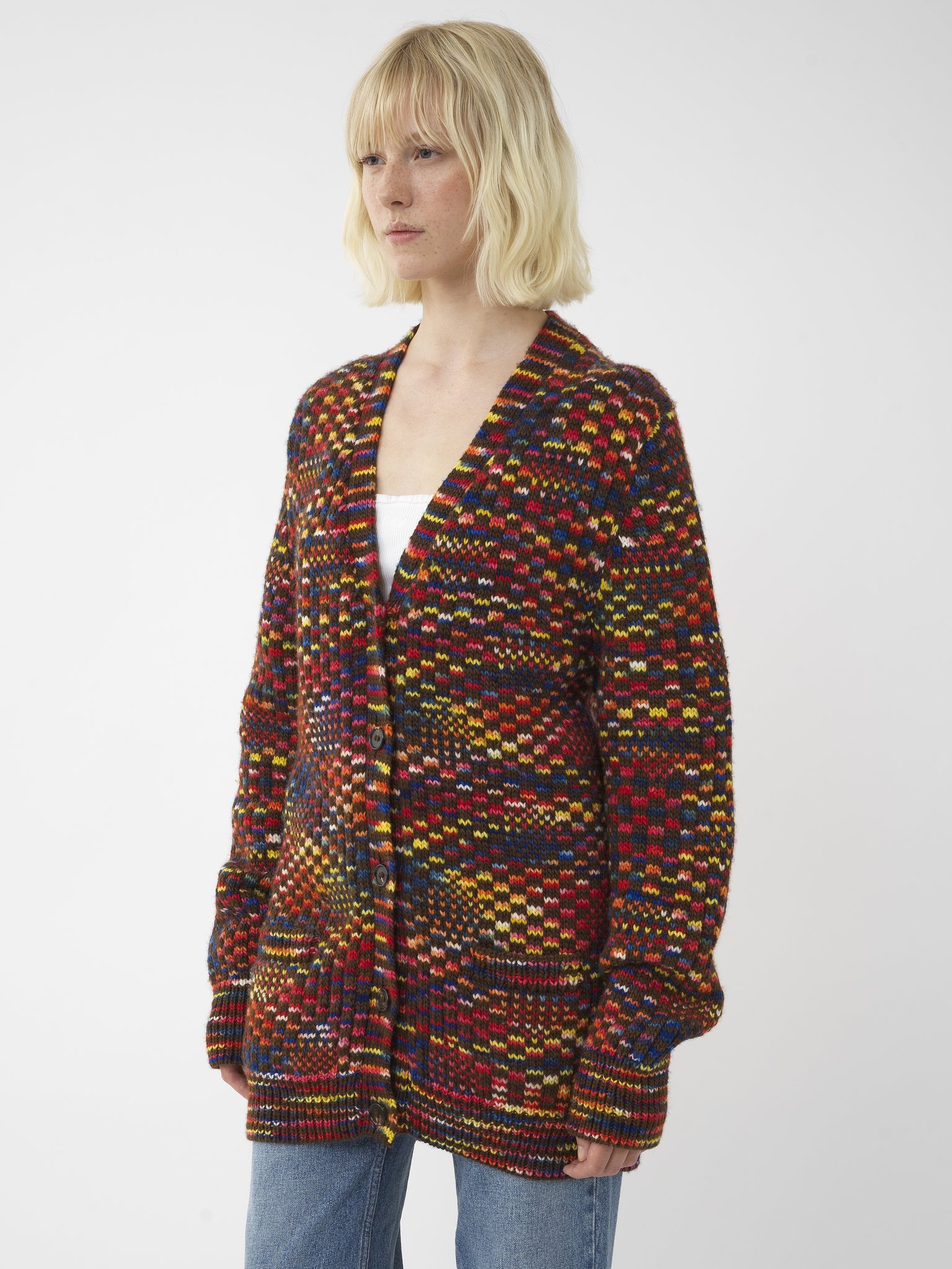 Chloé Generous V Neck Cardigan Multi In Multicolor