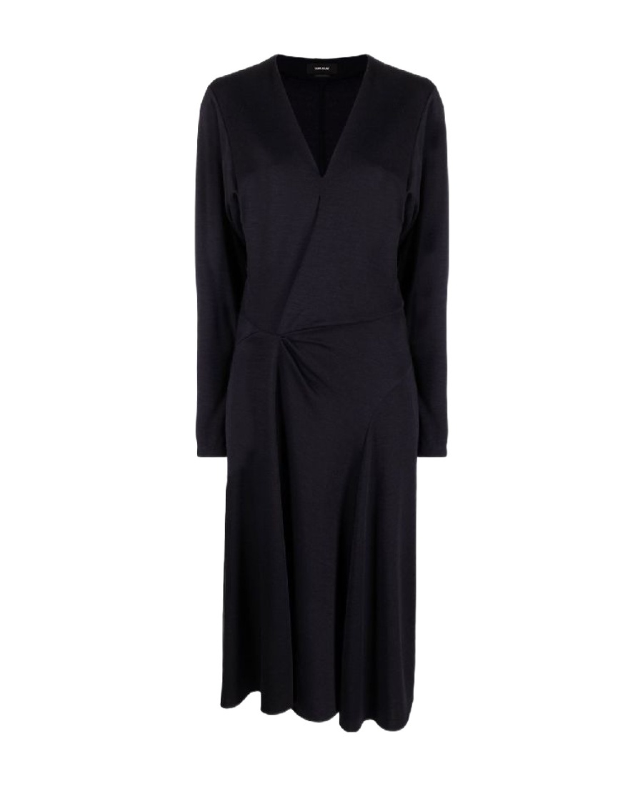 Shop Isabel Marant V-neck Long-sleeved Dress In Black