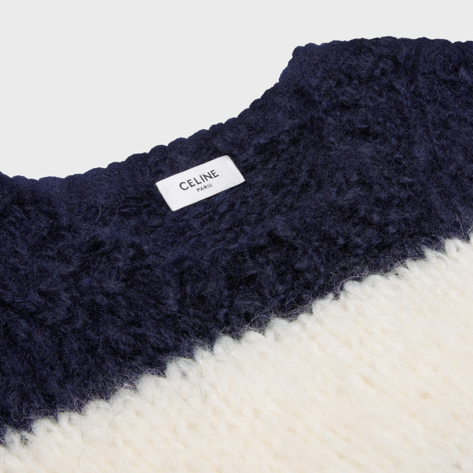 Celine Mohair And Wool Striped Round-neck Sweater In Black