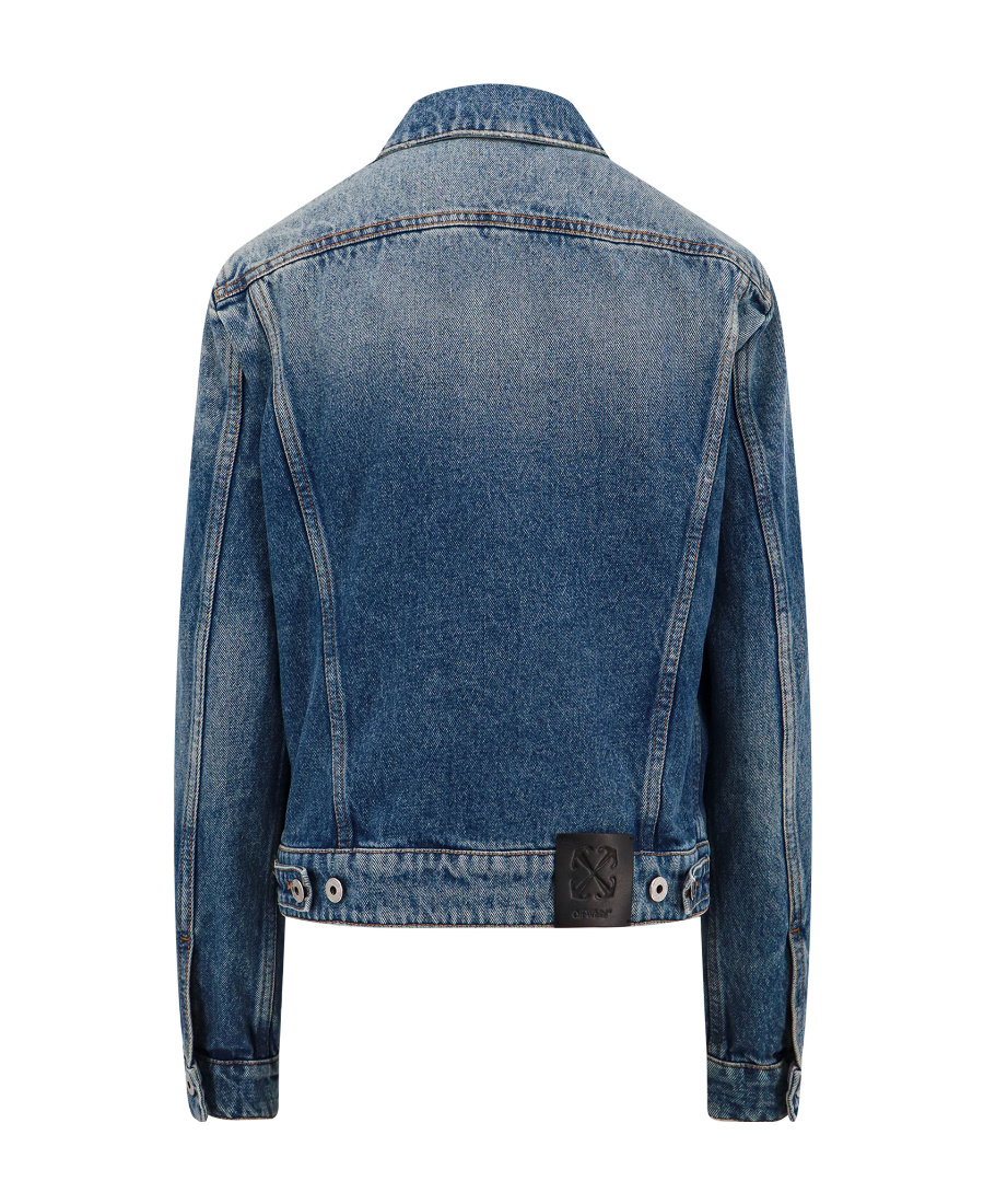 Shop Off-white Distressed Denim Jacket In Blue