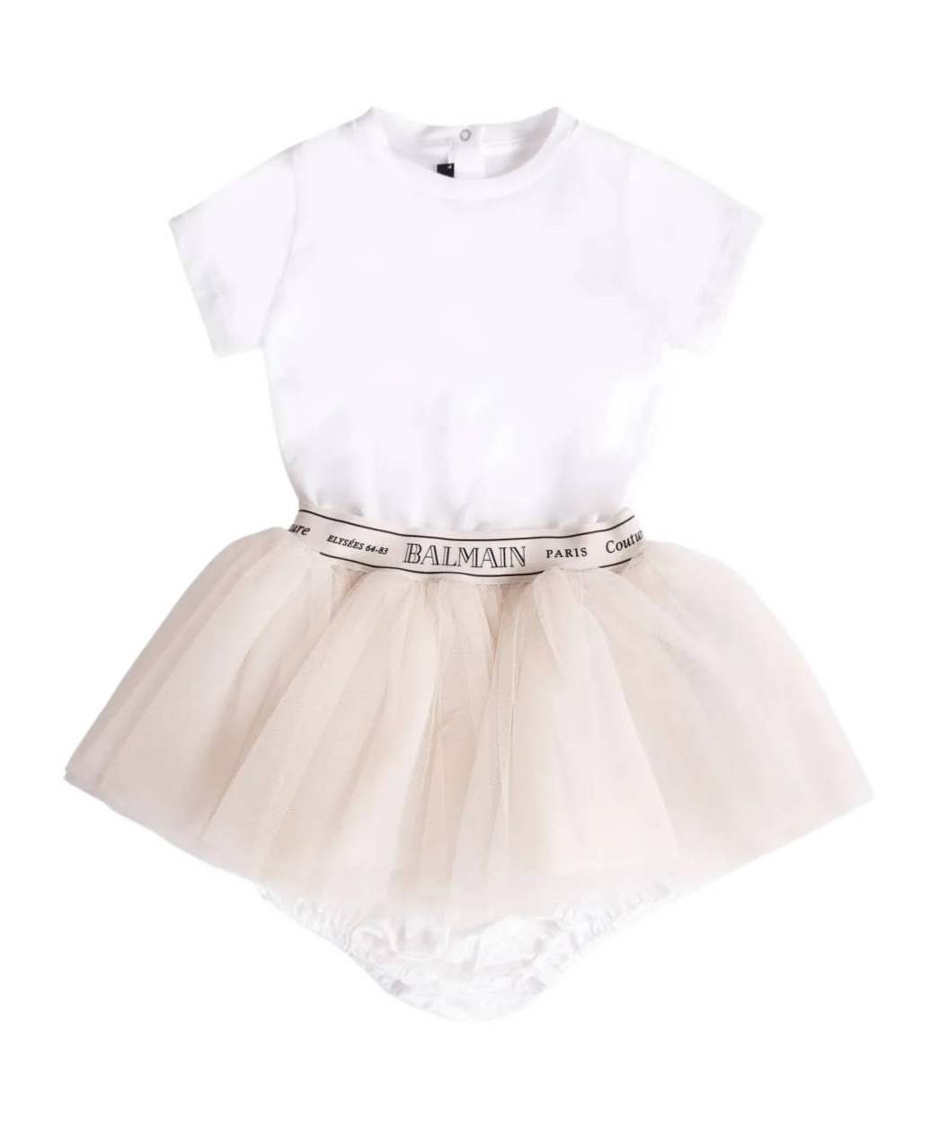 Balmain Tulle Panelled Dress In White