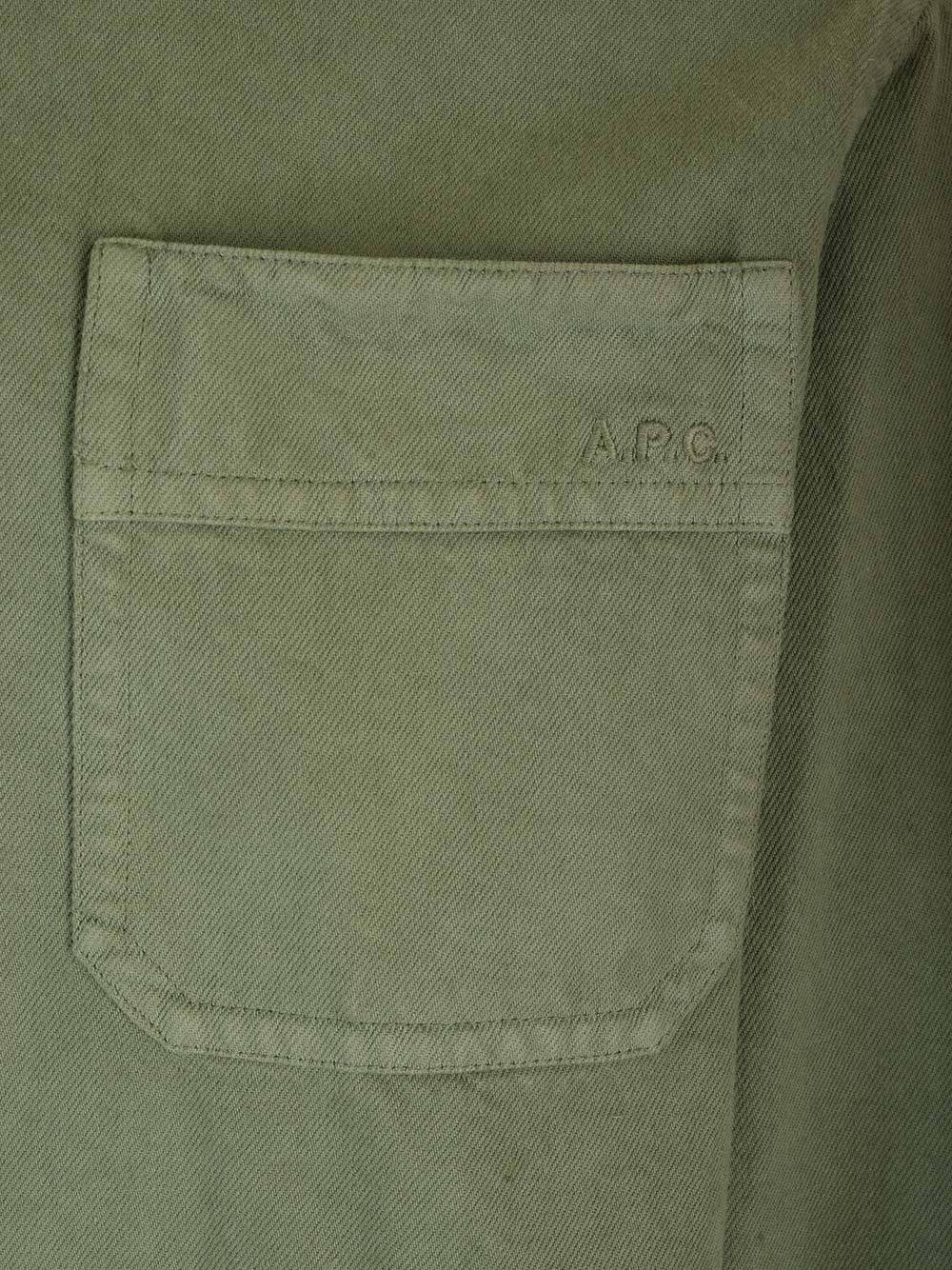 Apc A.p.c. Basile Brodée Poitrine Overshirt In Green