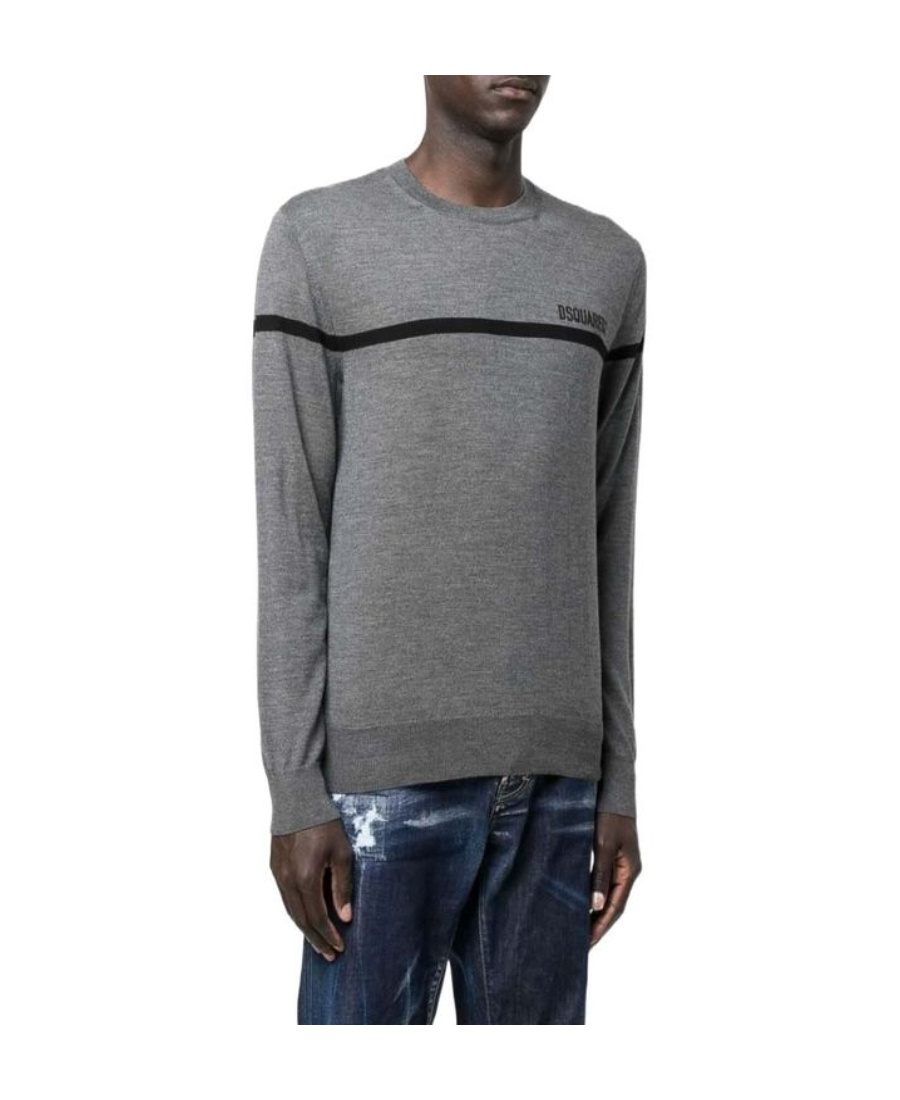 Dsquared2 Logo-embroidered Crewneck Pullover In Gray