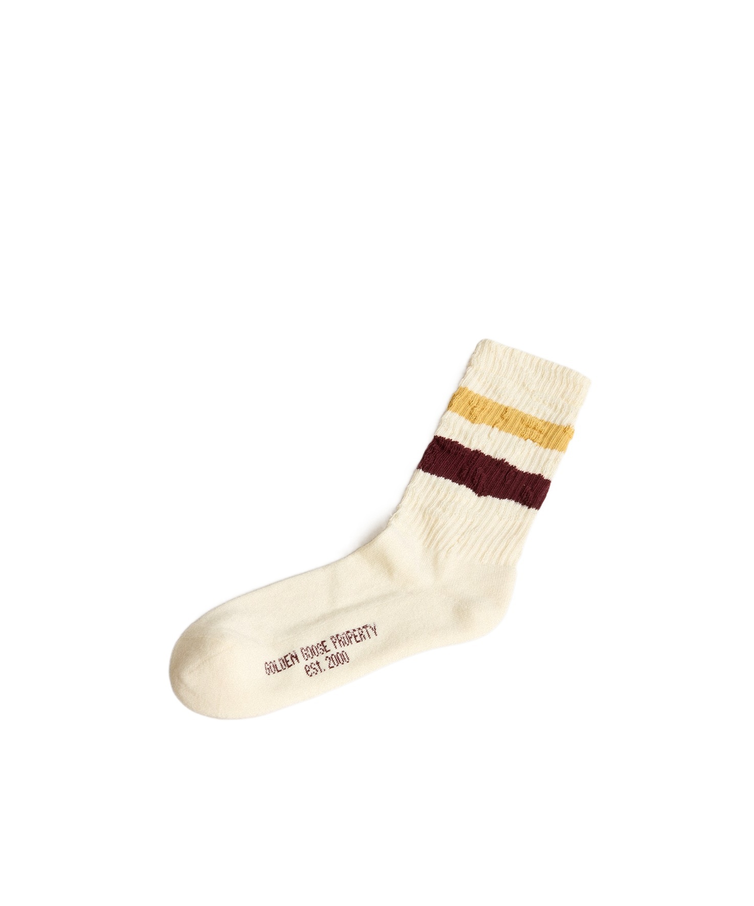 GOLDEN GOOSE TWO-STRIPES DISTRESSED SOCKS 