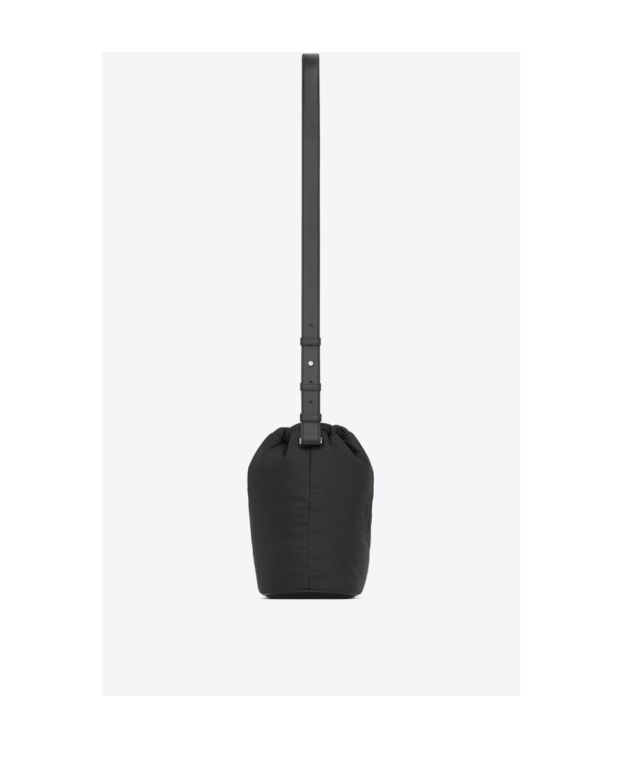 Saint Laurent Logo-debossed Bucket Bag In Black