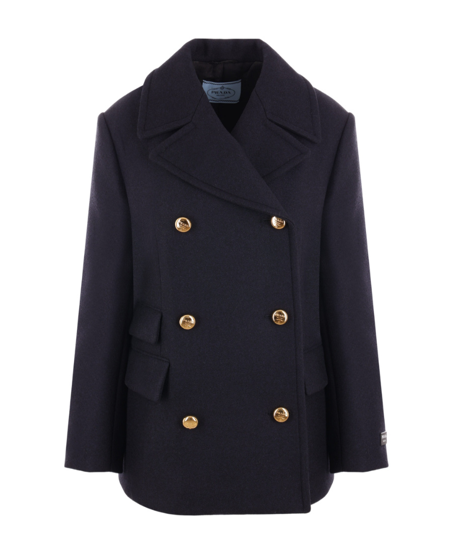 Prada Double-breasted Virgin-wool Coat In Blue