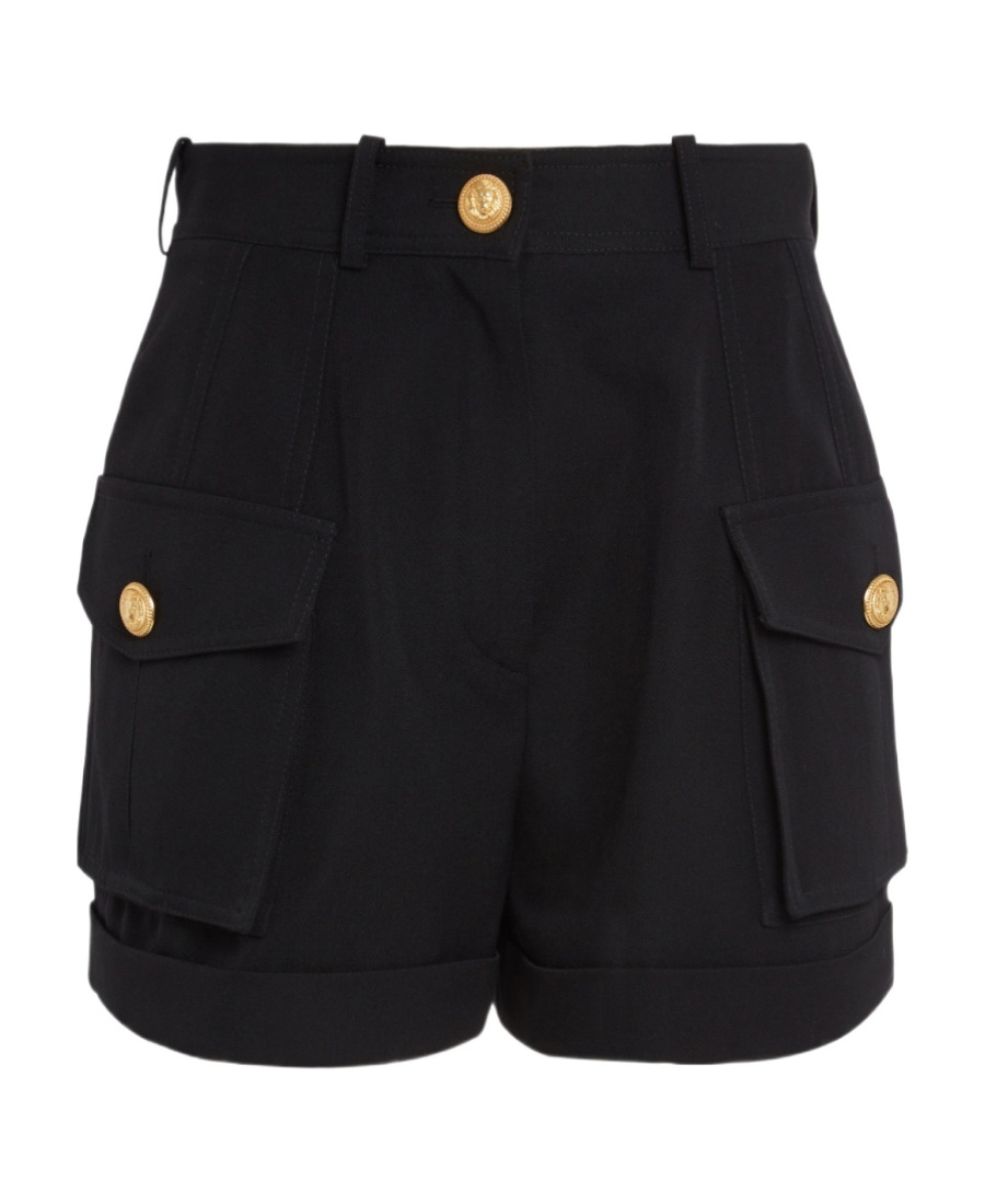 BALMAIN HIGH-WAISTED FLAP-POCKET SHORTS 