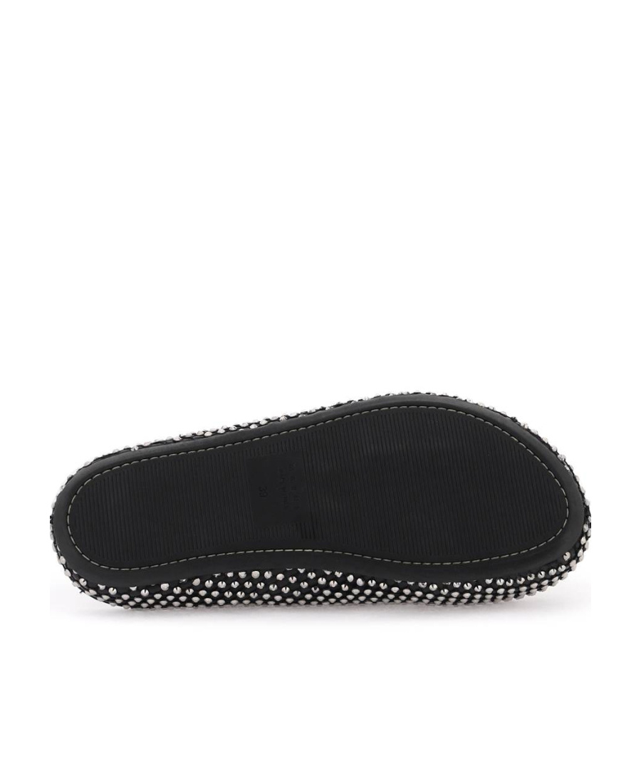 Marni Fussbett Sabot Leather And Crystal-embellished Mesh Clogs In Black