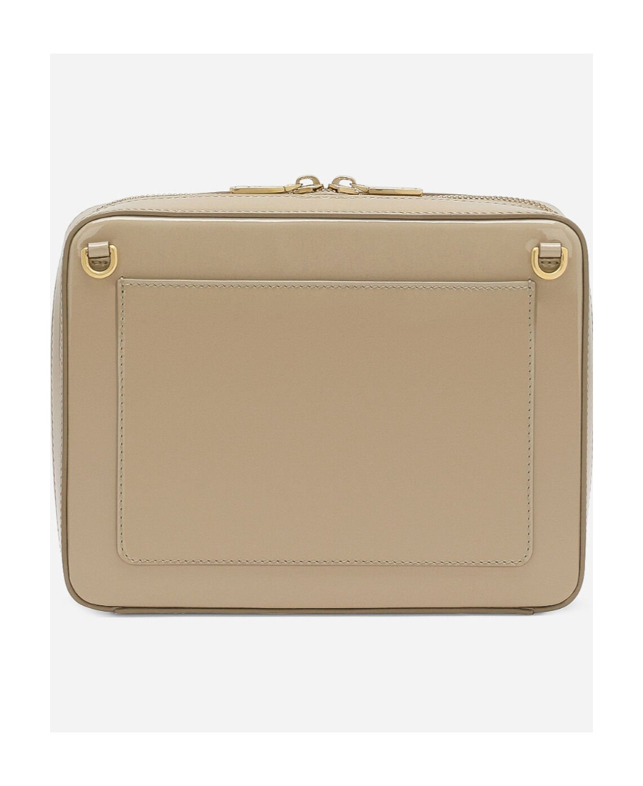 Dolce & Gabbana Medium Dg Logo Crossbody Bag In Patent Leather In Nude