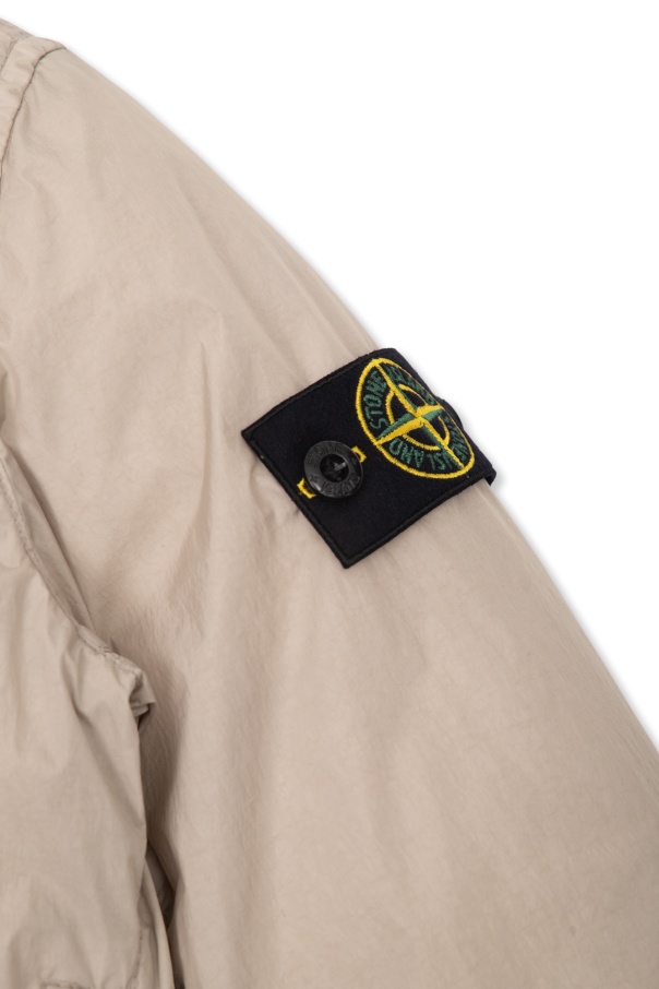 Stone Island Compass-patch Padded Bomber Jacket In Gray