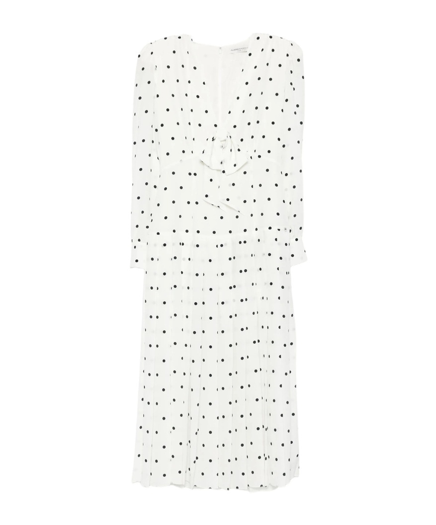 Alessandra Rich Polka-dot Silk Midi Dress In White