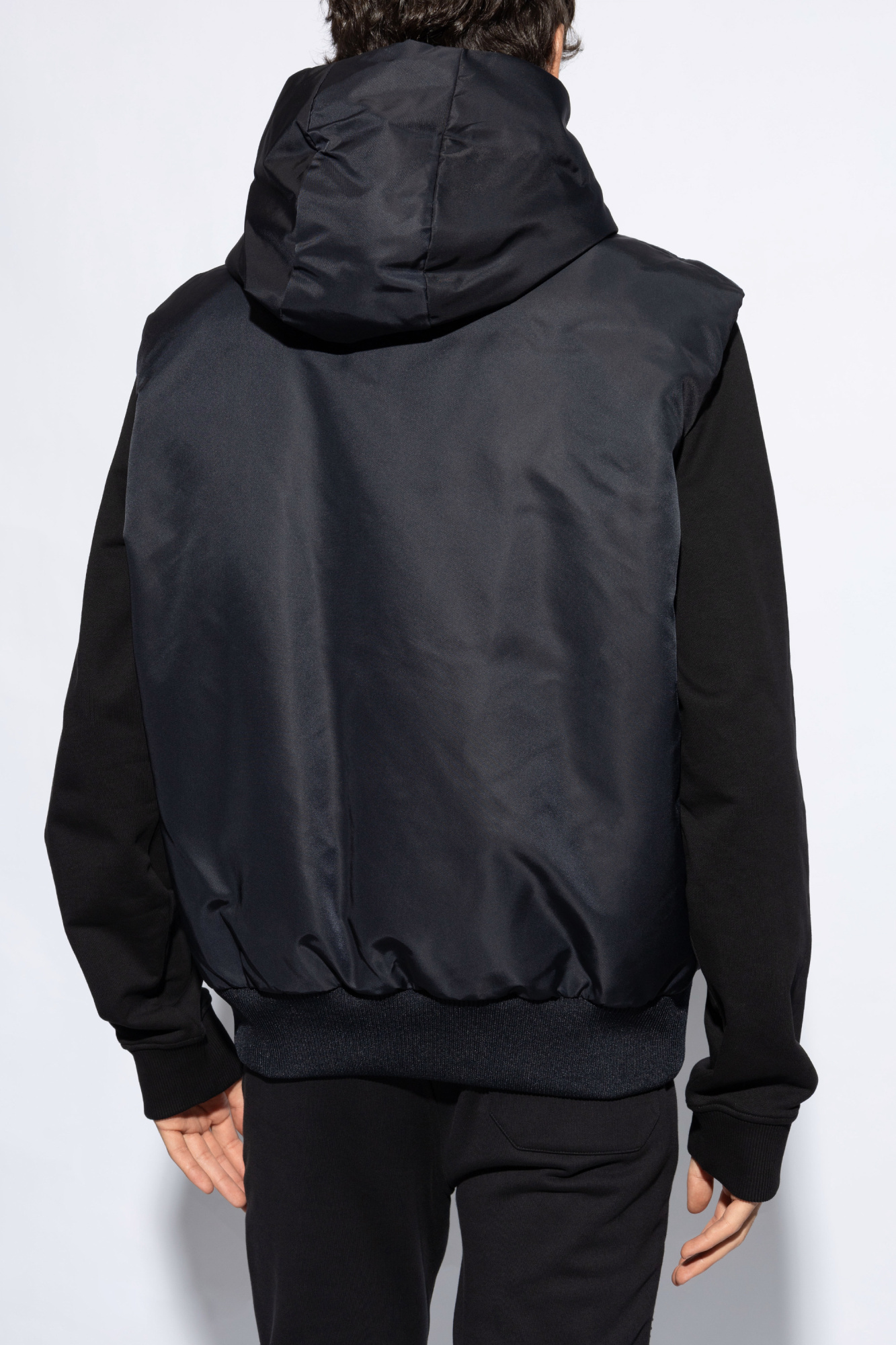 Balmain Monogram Printed Hooded Vest In Black