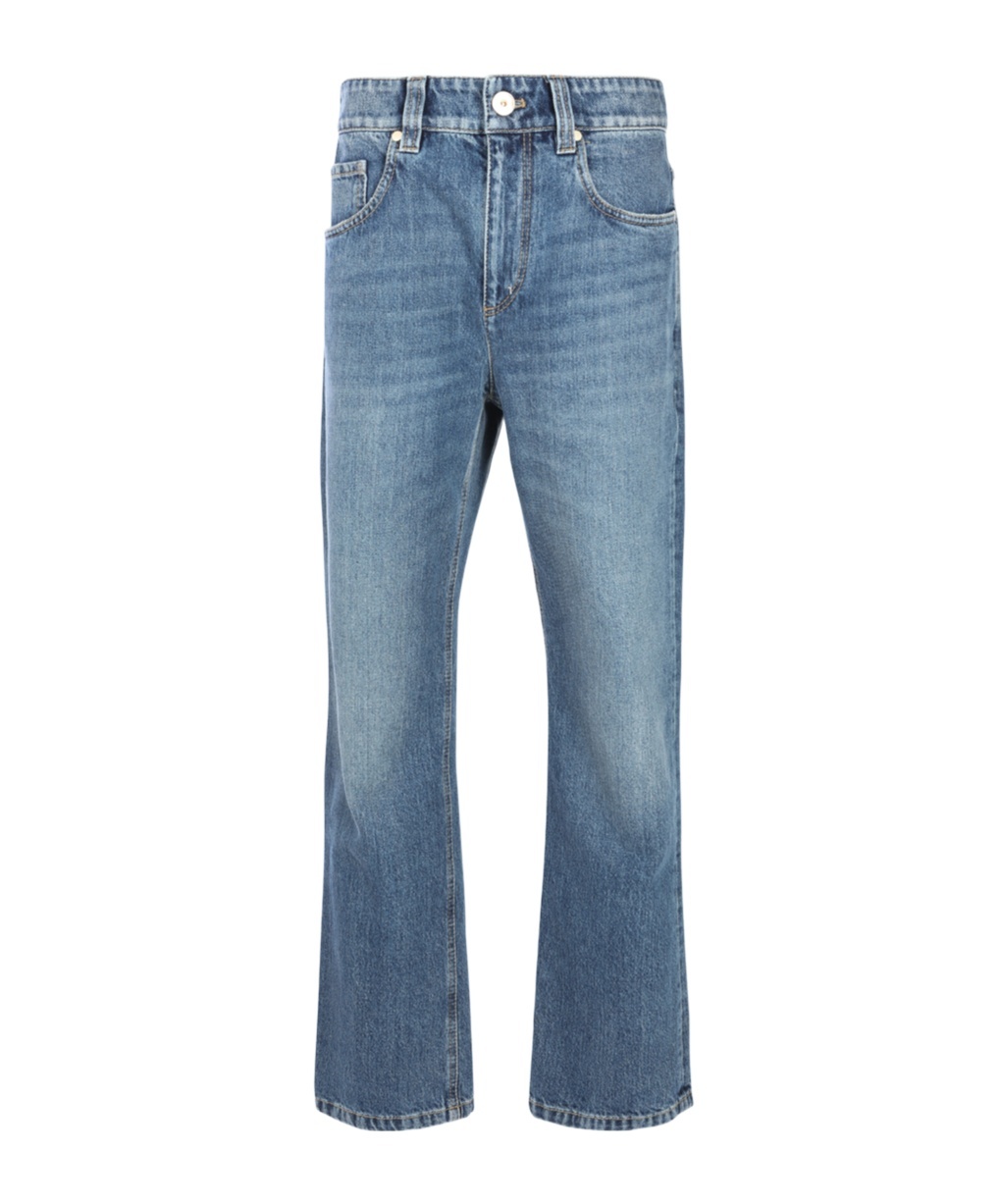 Brunello Cucinelli Belt Loop Denim Trousers In Blue