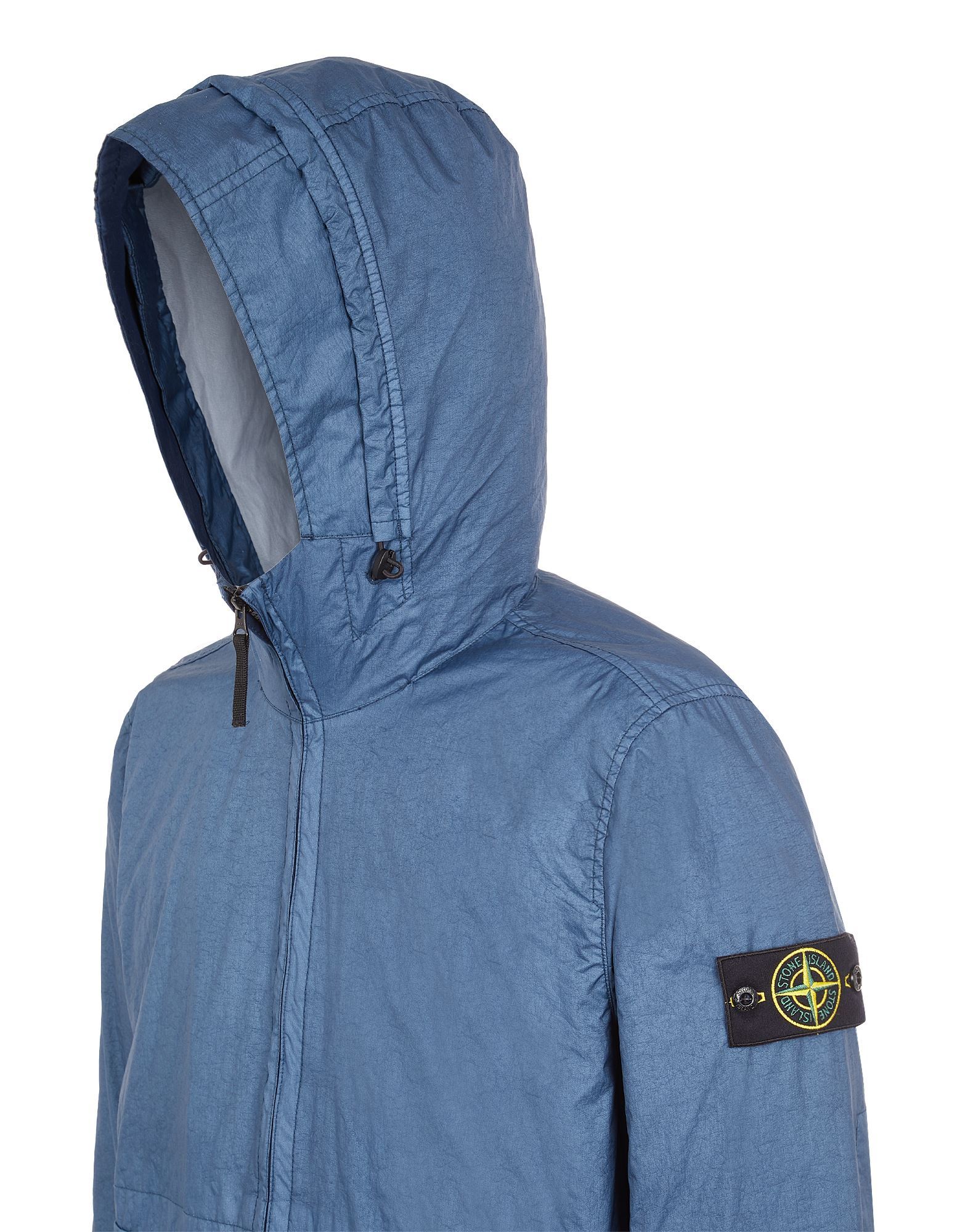 Stone Island Quilted Hooded Jacket With Two Front Pockets In Blue