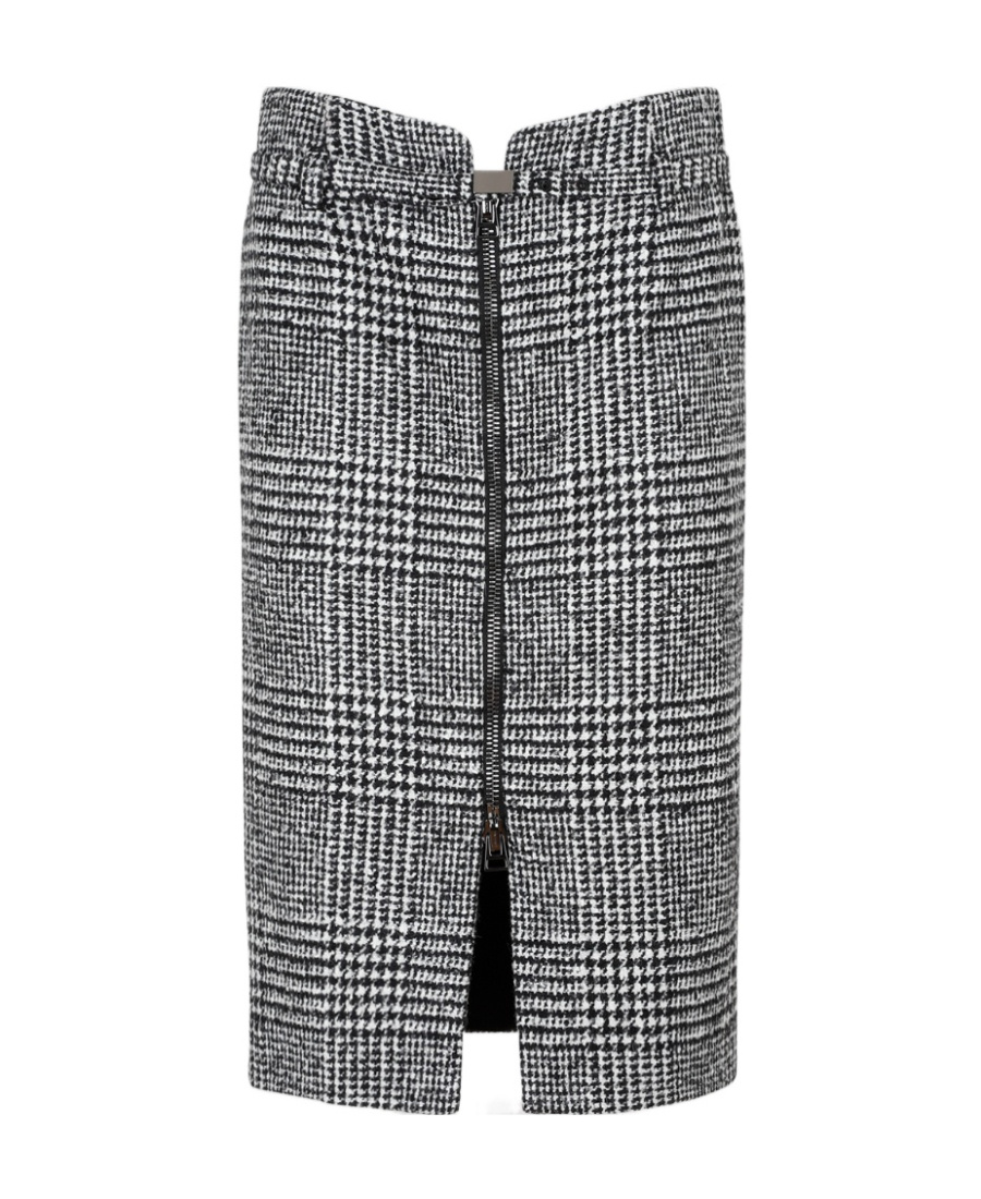 Tom Ford Virgin Wool Skirt With Prince Of Wales Motif In Black