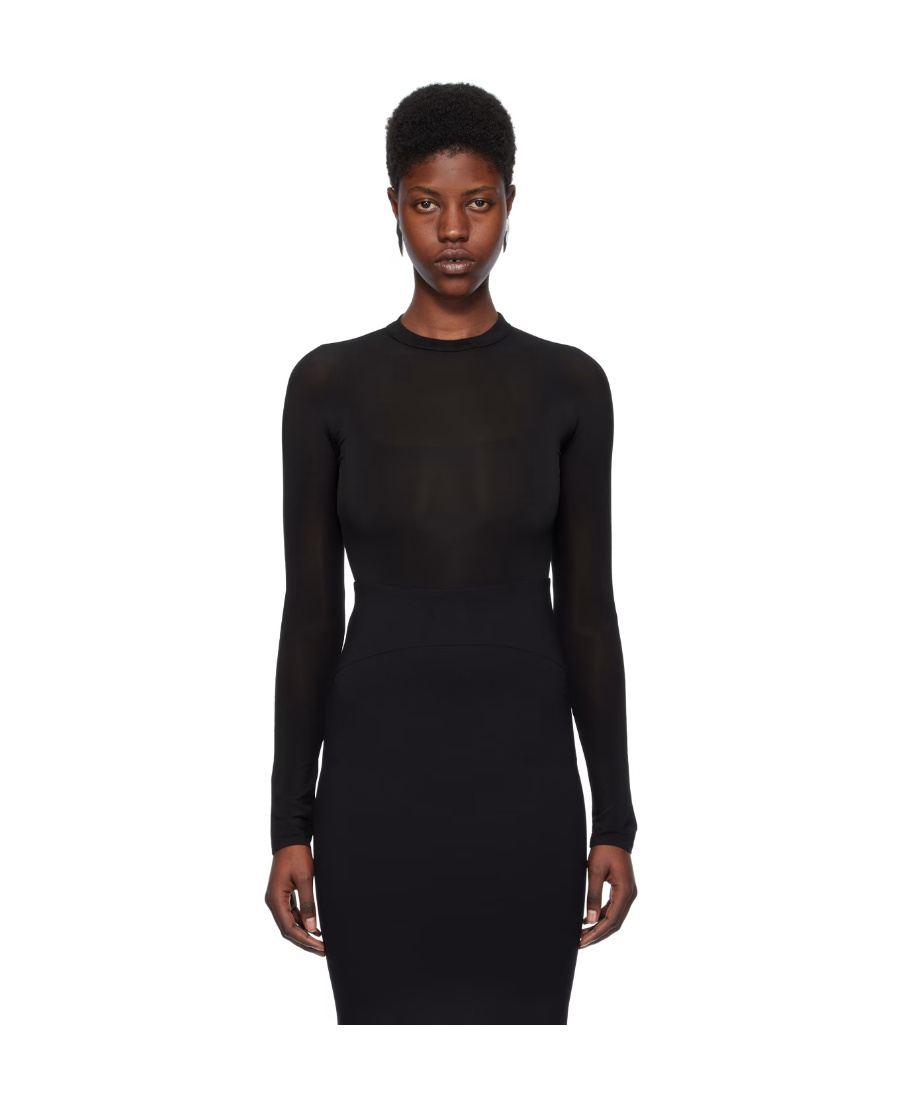 Alaïa Long Sleeved Plain Knitted T-shirt In Black